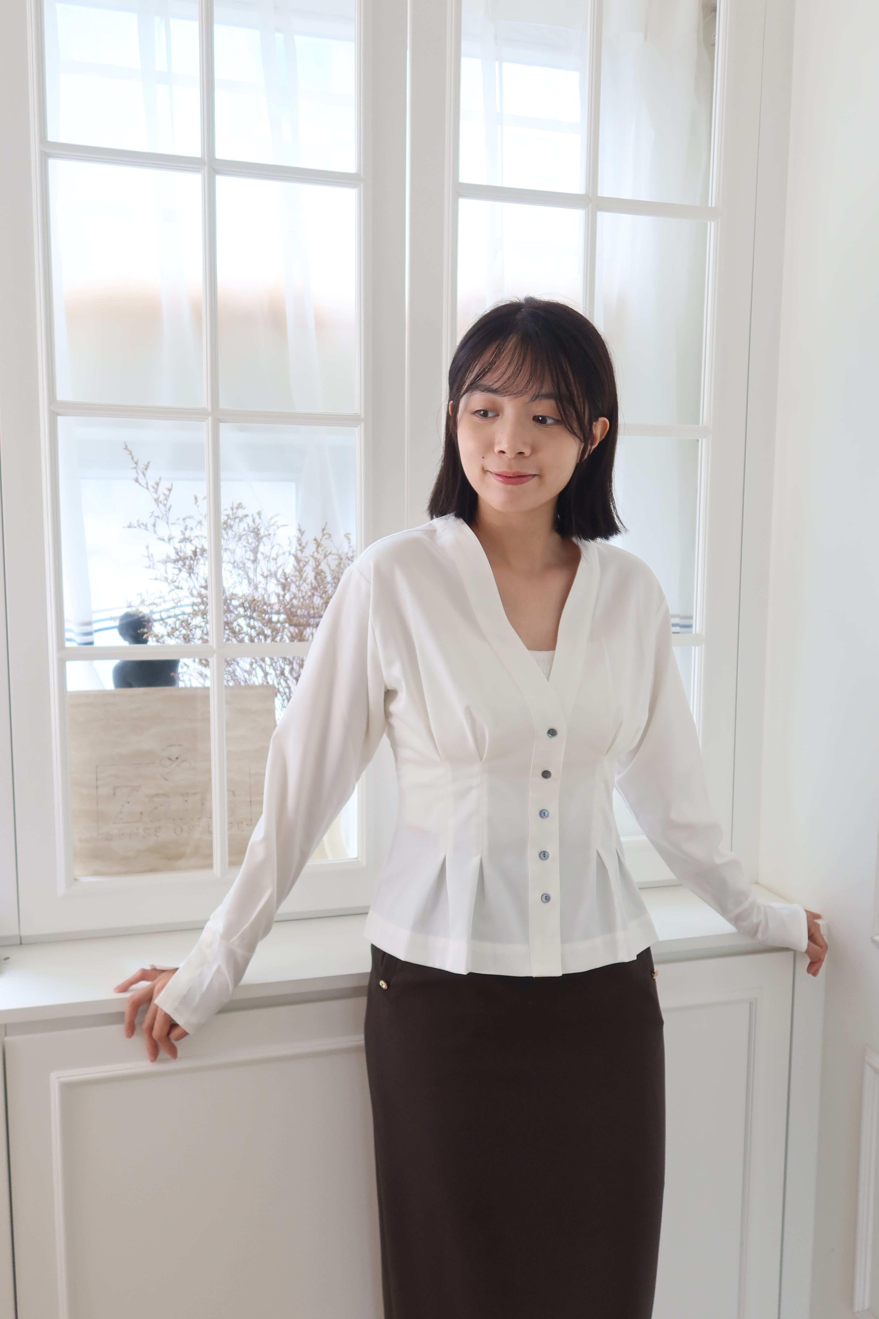 【LE ZANS BRAND COLLECTION】Pure White Mermaid Blouse [T0227]
