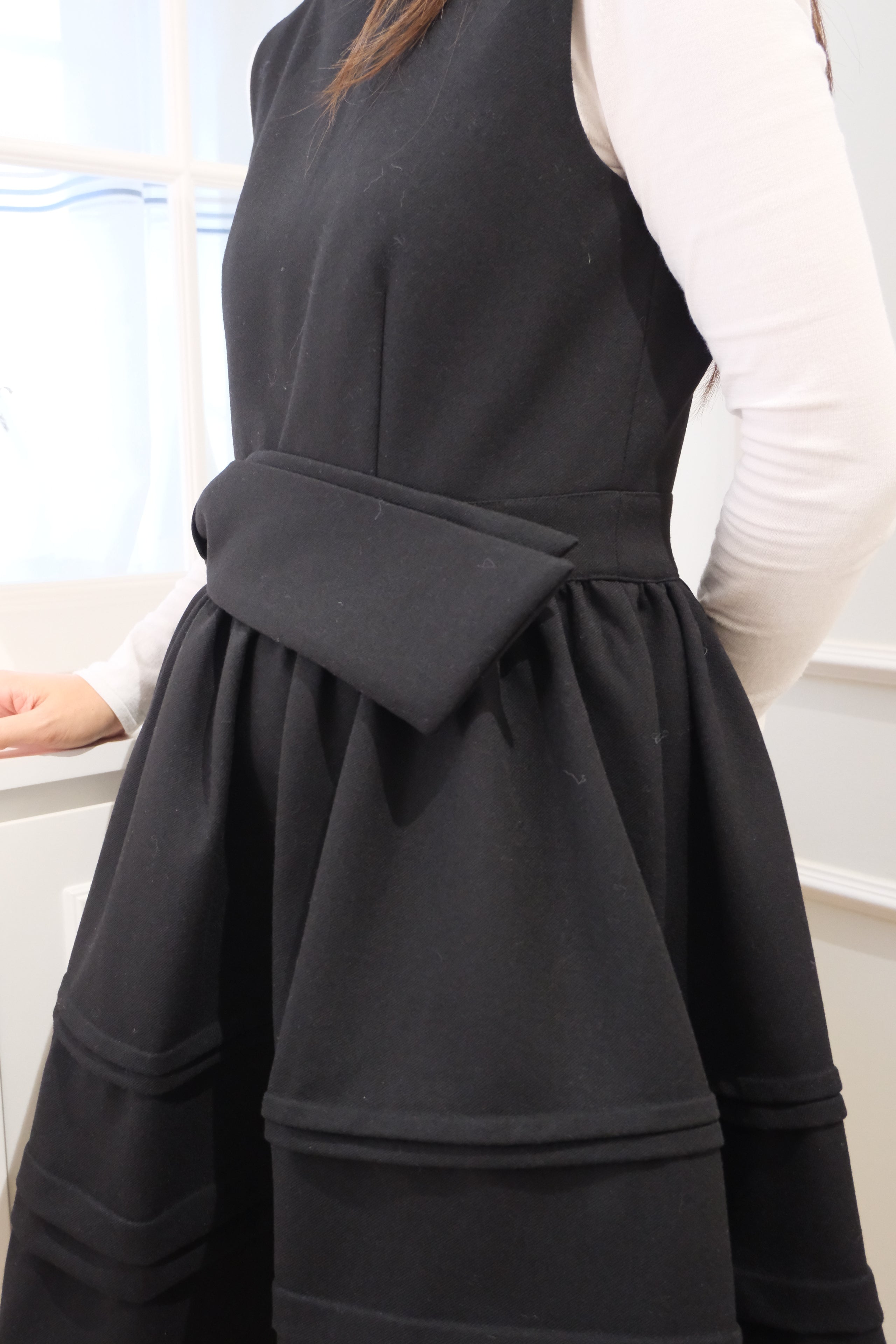 【LE ZANS BRAND COLLECTION】Black Bow-Accented Tiered Babydoll Dress [OPS0176]