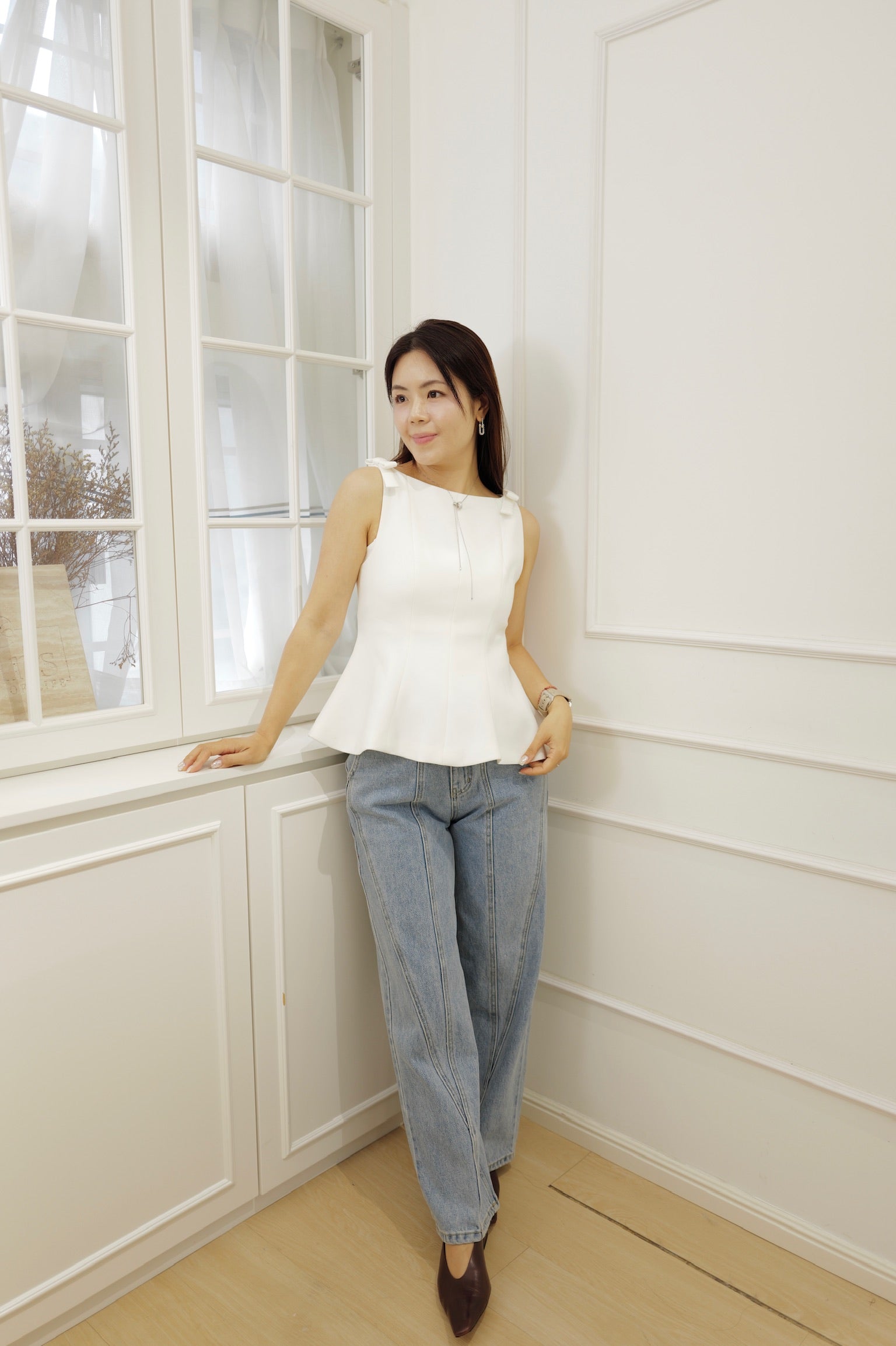 【LE ZANS BRAND COLLECTION】Elegant French Style Bowknot Sleeveless Vest [T0273]