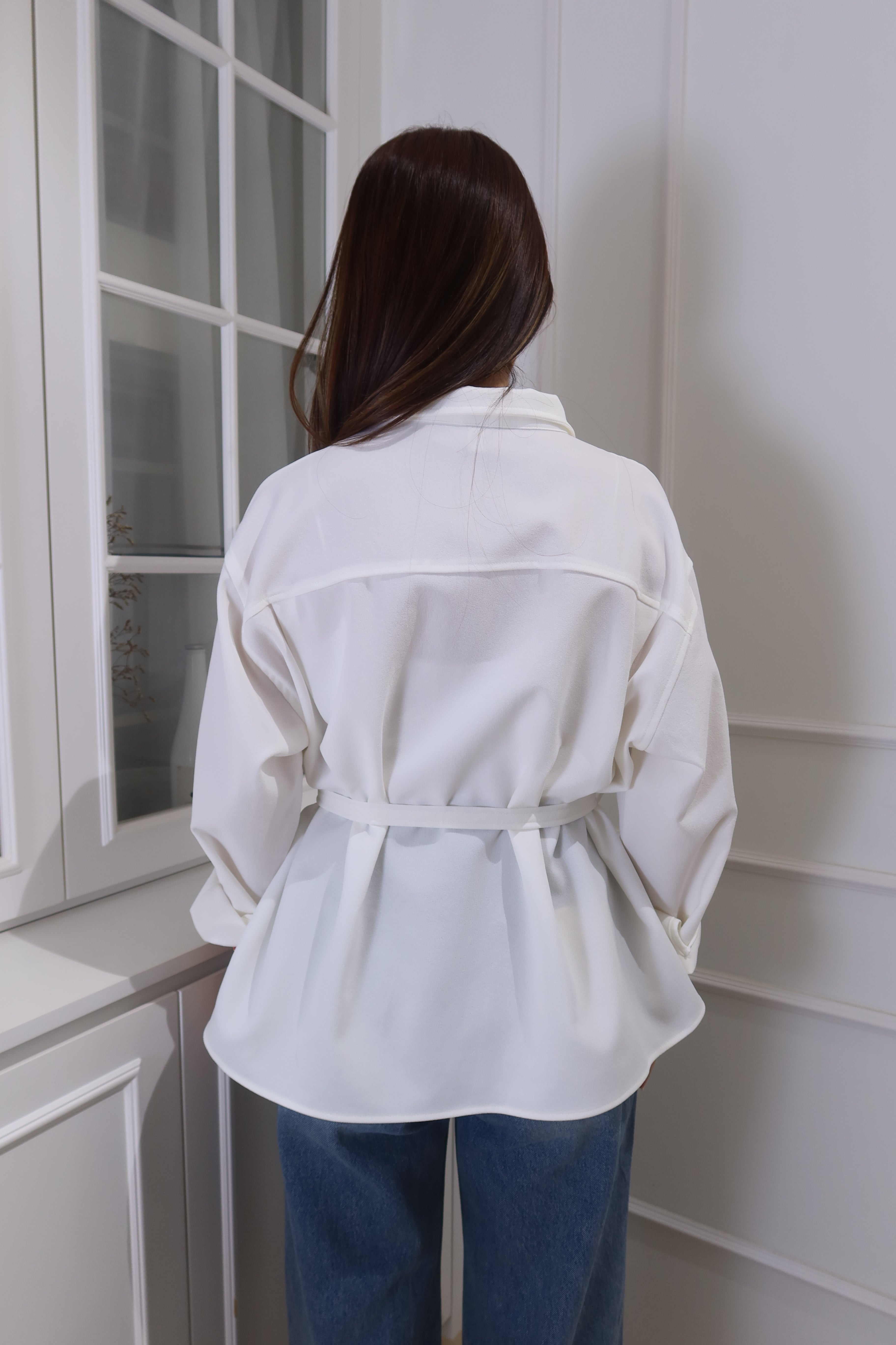 Classic White Pocket Wrap Shirt [T0217]
