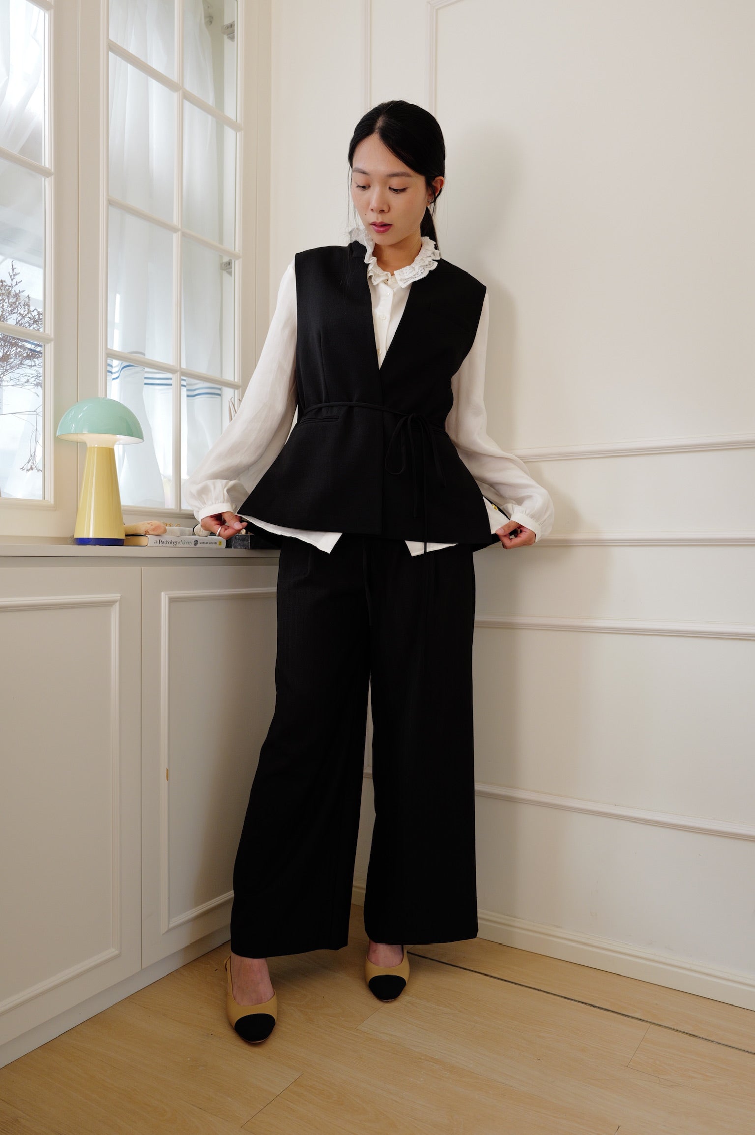 【LE ZANS PRIVÉ】Minimalist Tailored Belted Vest[J0145]