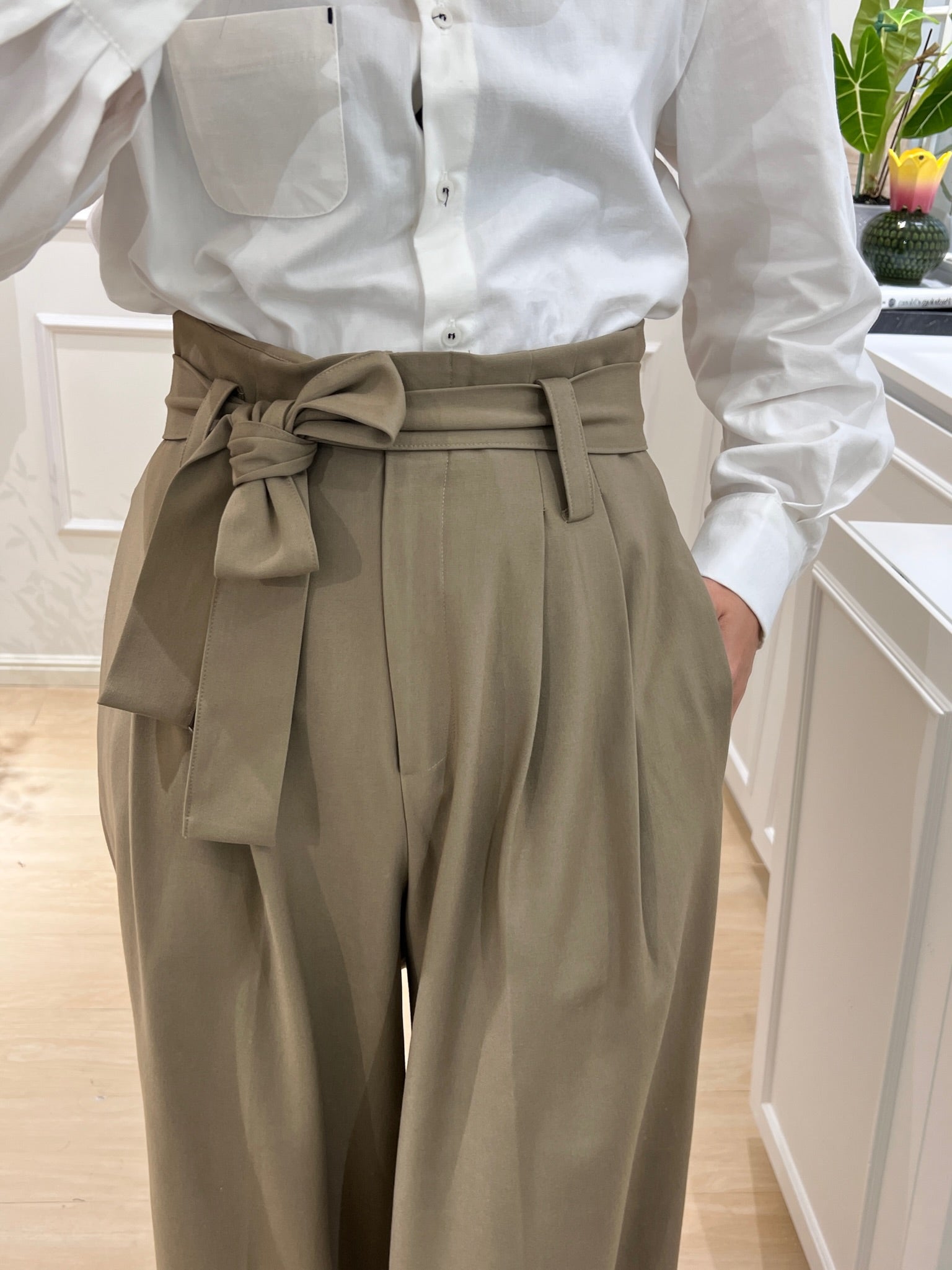 【LUXE COLLECTION】Drop-Down Buckle Straight Pants [PT0038]