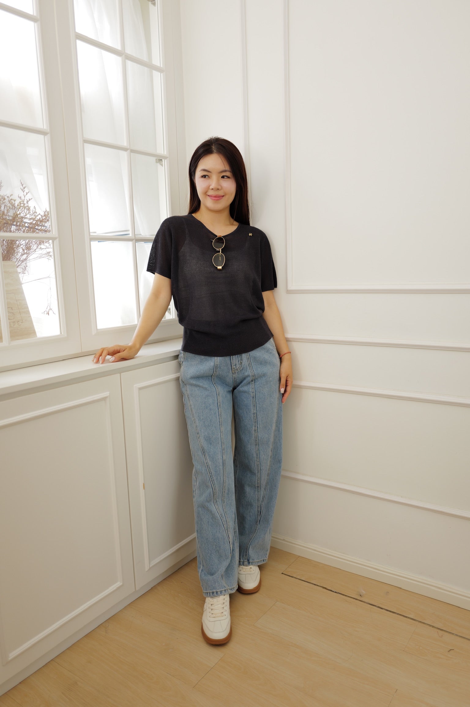 【LE ZANS BRAND COLLECTION】Drawstring Knit Top [T0270]
