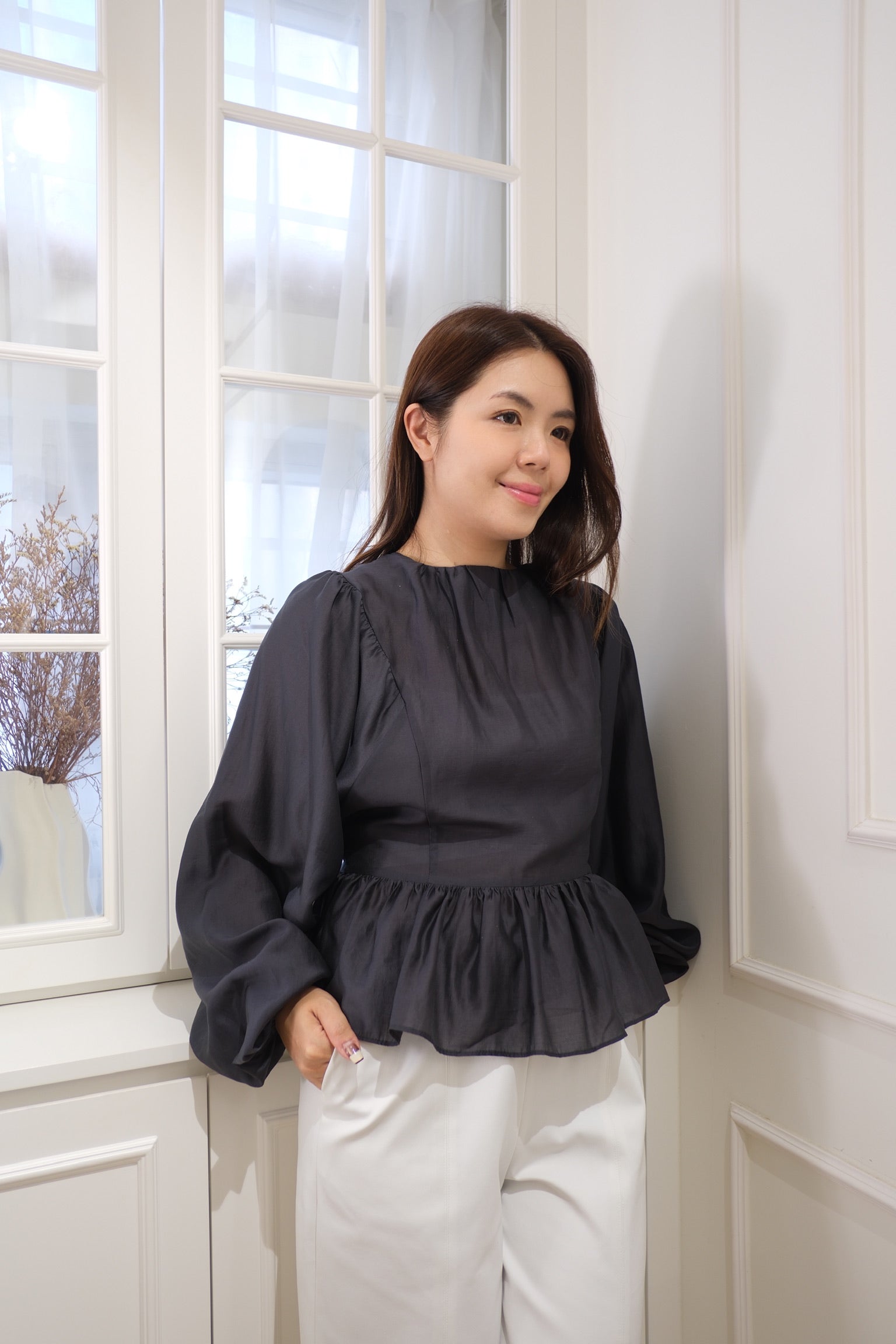 Flowing Stripes Long Sleeve Blouse [T0245]