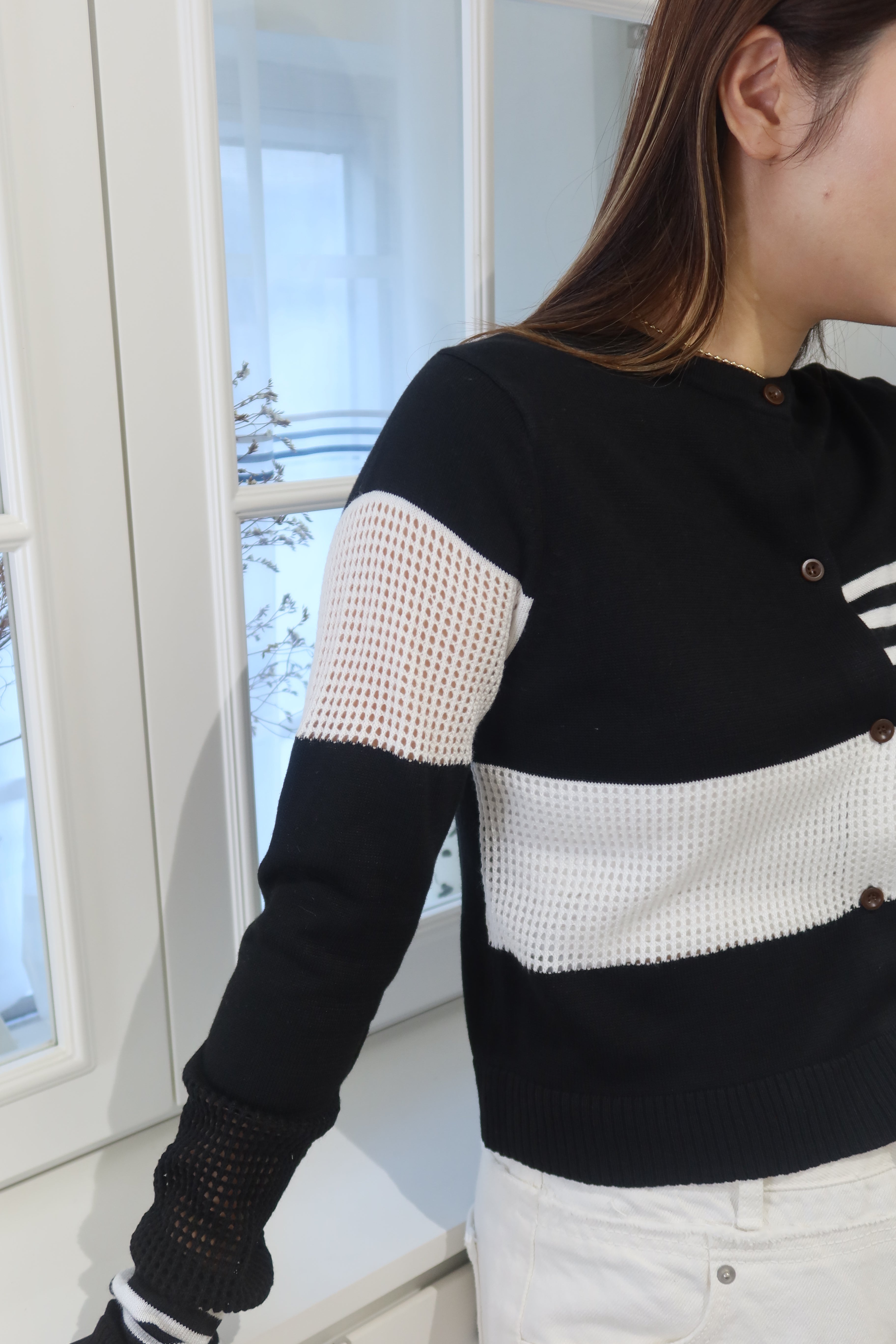 Black and White Patterned Knitwear [T0226]