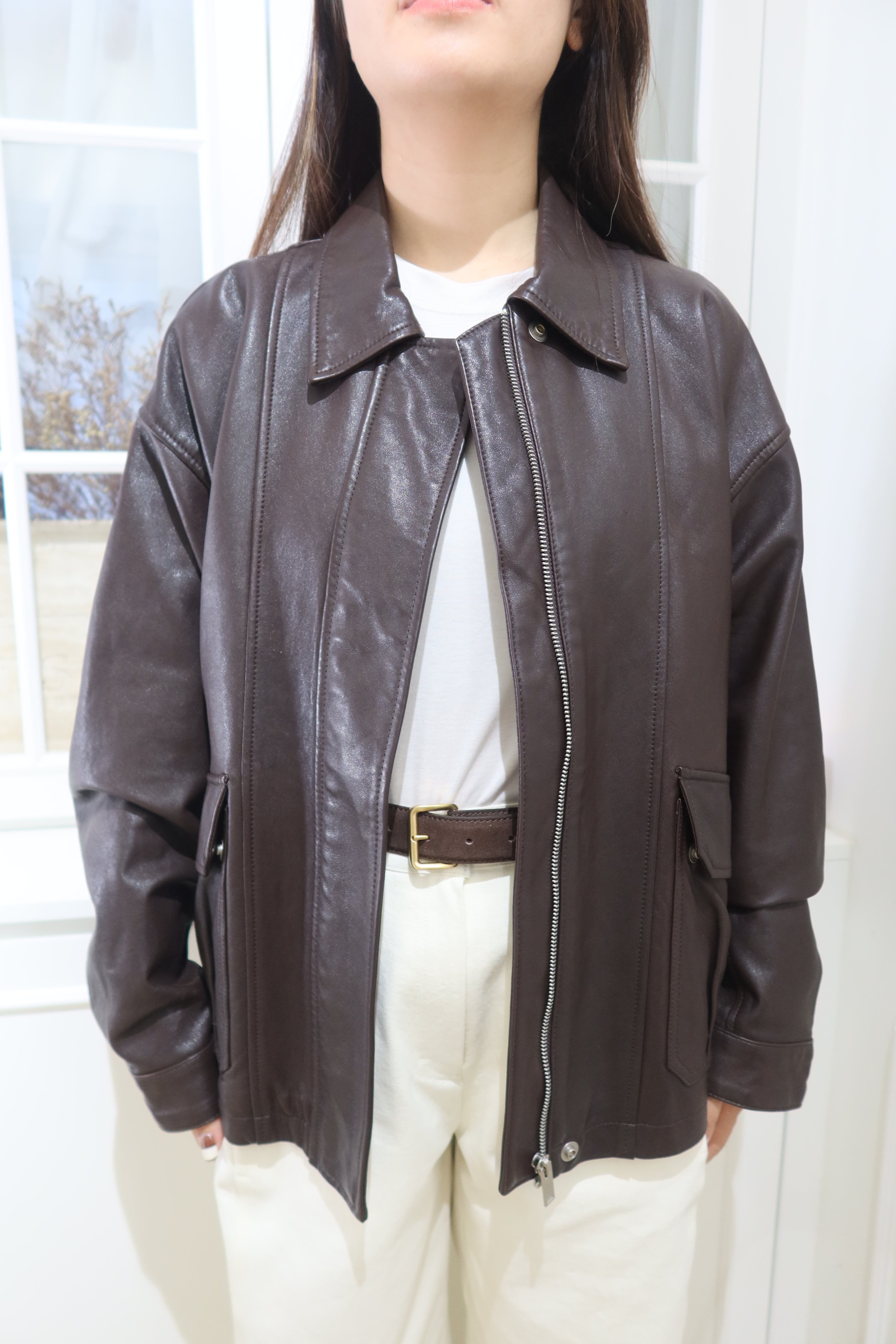 【LE ZANS BRAND COLLECTION】Timeless Distressed Leather Coat (100% lambskin) [J0116]