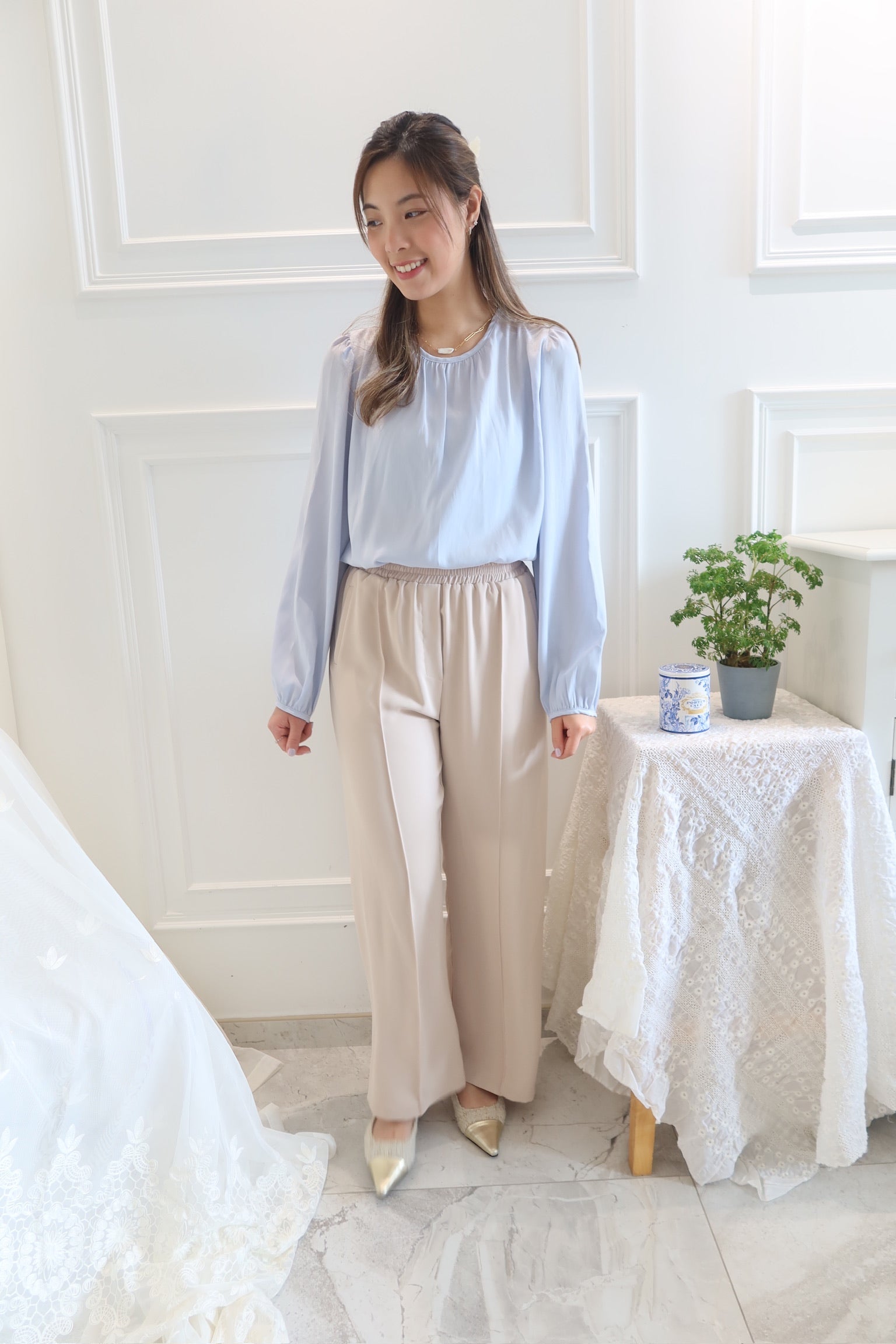 Sheer Long Sleeve Blouse [T0150]