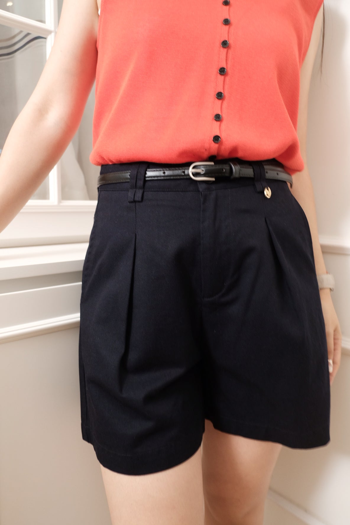 【LE ZANS BRAND COLLECTION】High-waisted Pleated Shorts [ST0029]