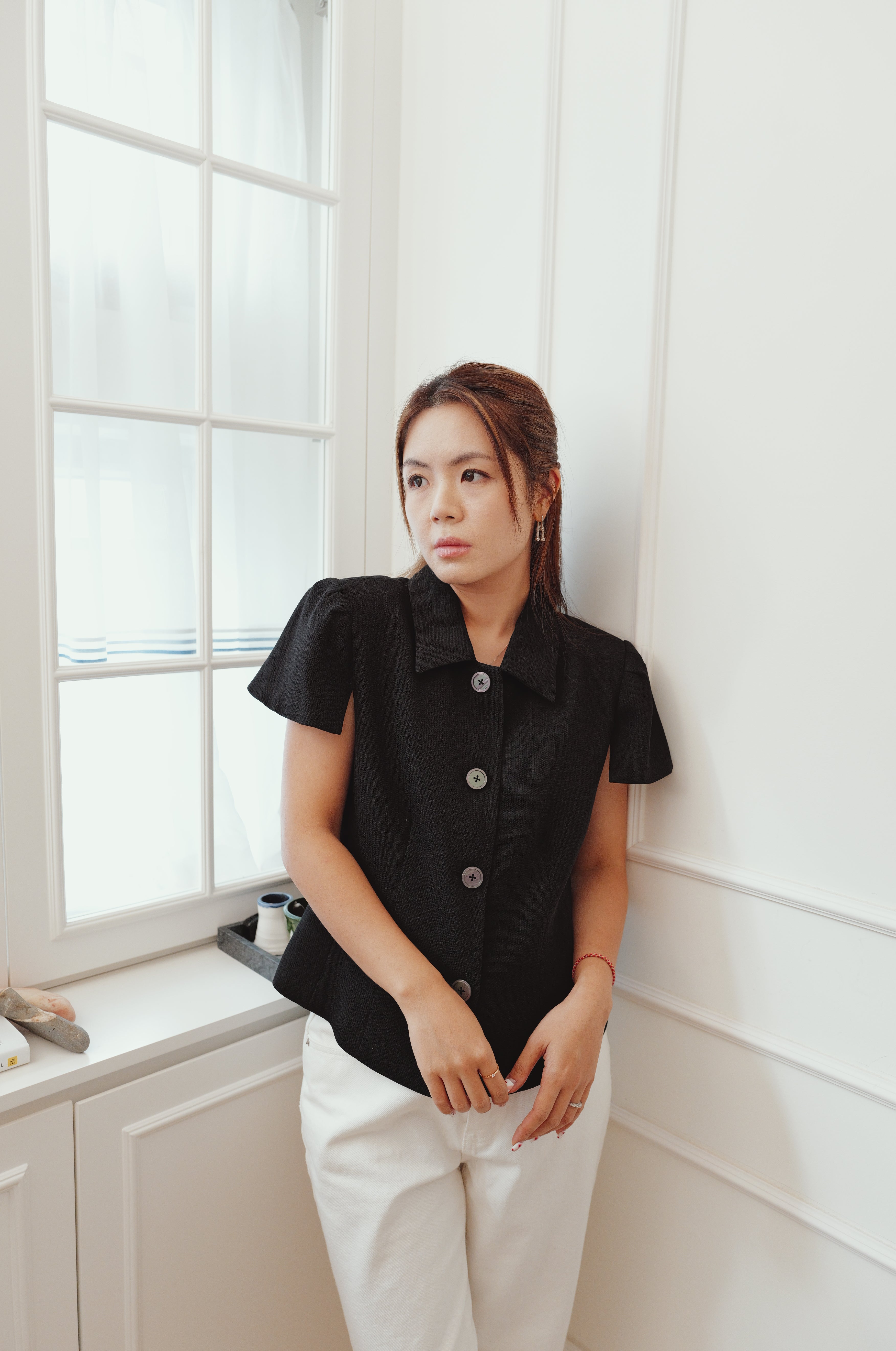 【LE ZANS BRAND COLLECTION】French Elegant Puff-Sleeve Short Tailored Blazer [T0299]