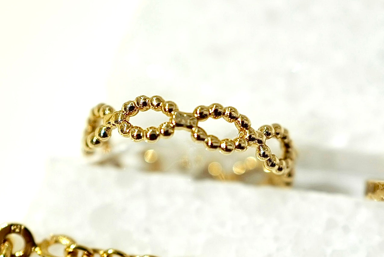 French Antique Milgrain Openwork Beaded Band [A0007]