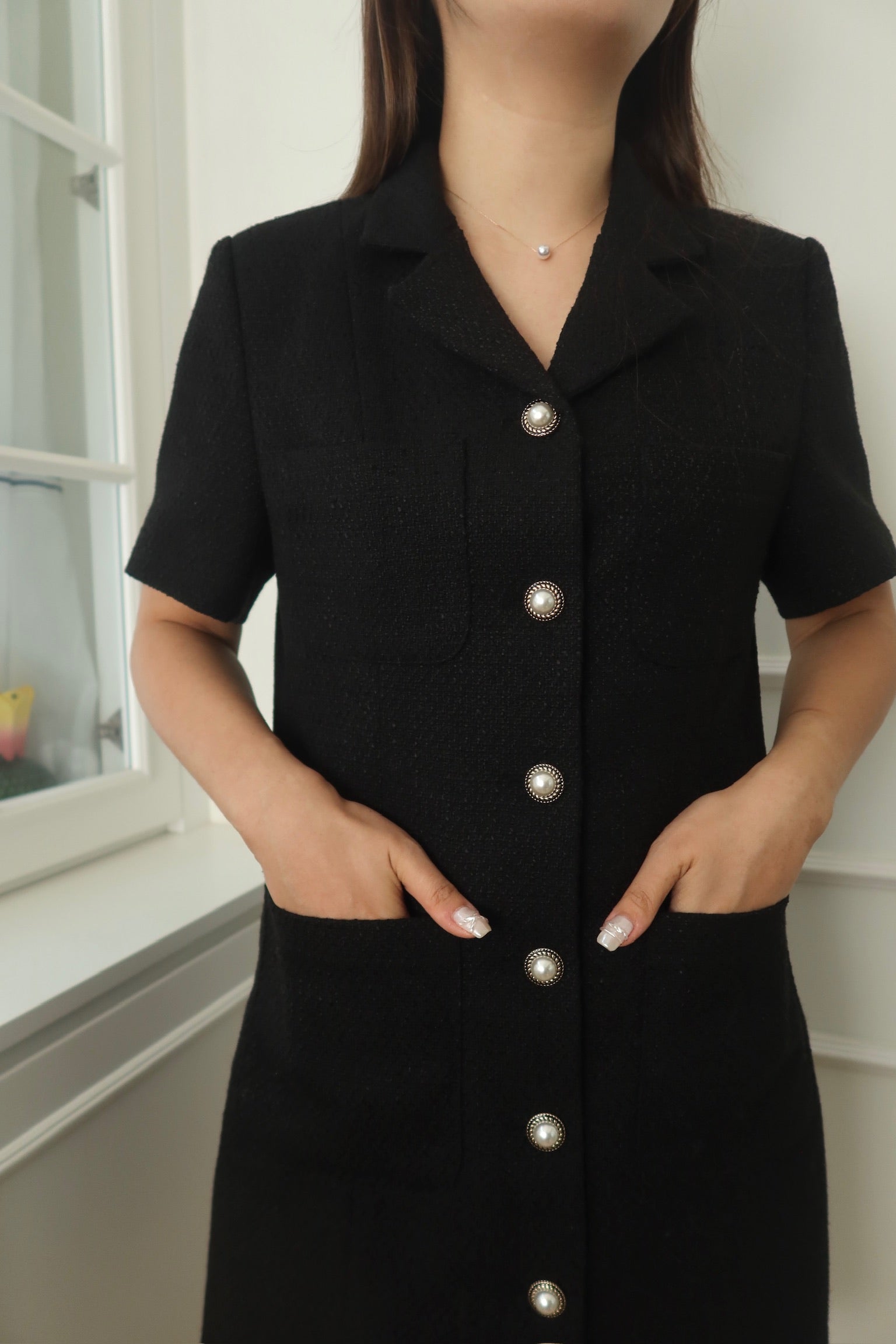 Luxe Pearl Button Dress [OPS0145]