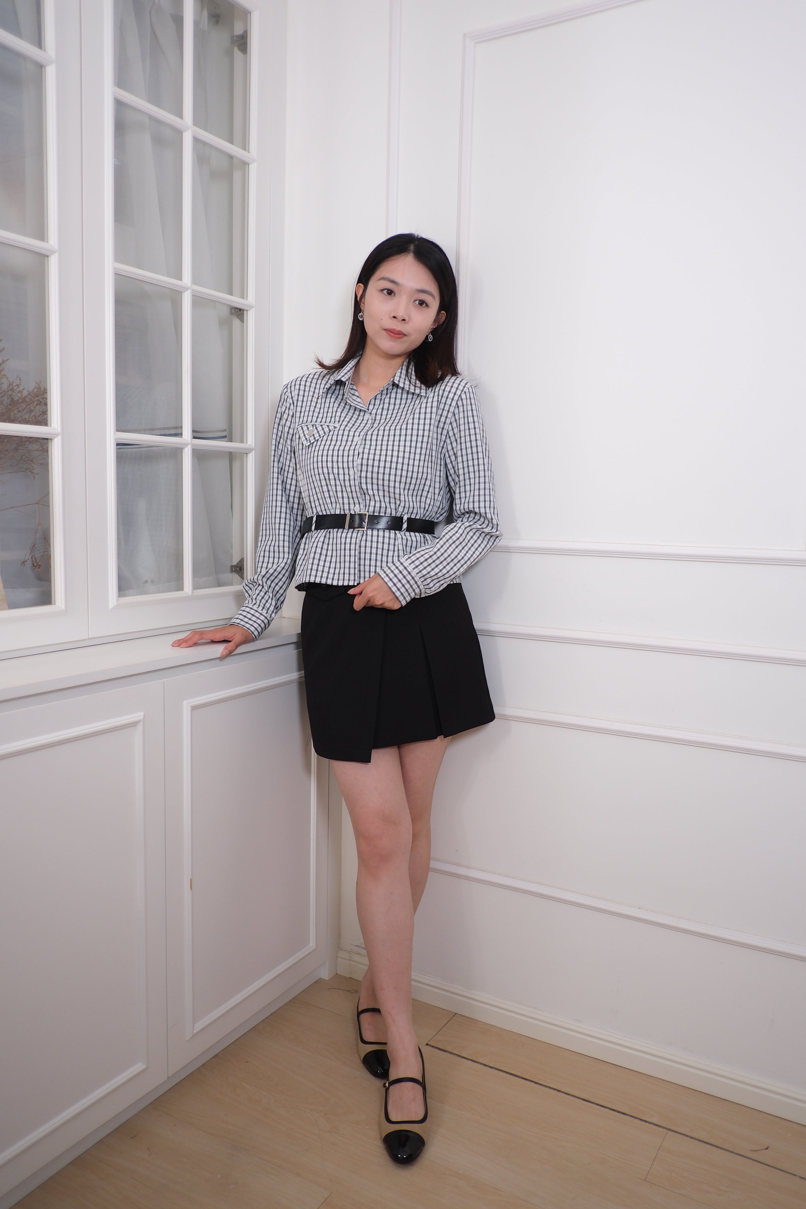 High-Waist Tailored Mini Skirt [SK0075]