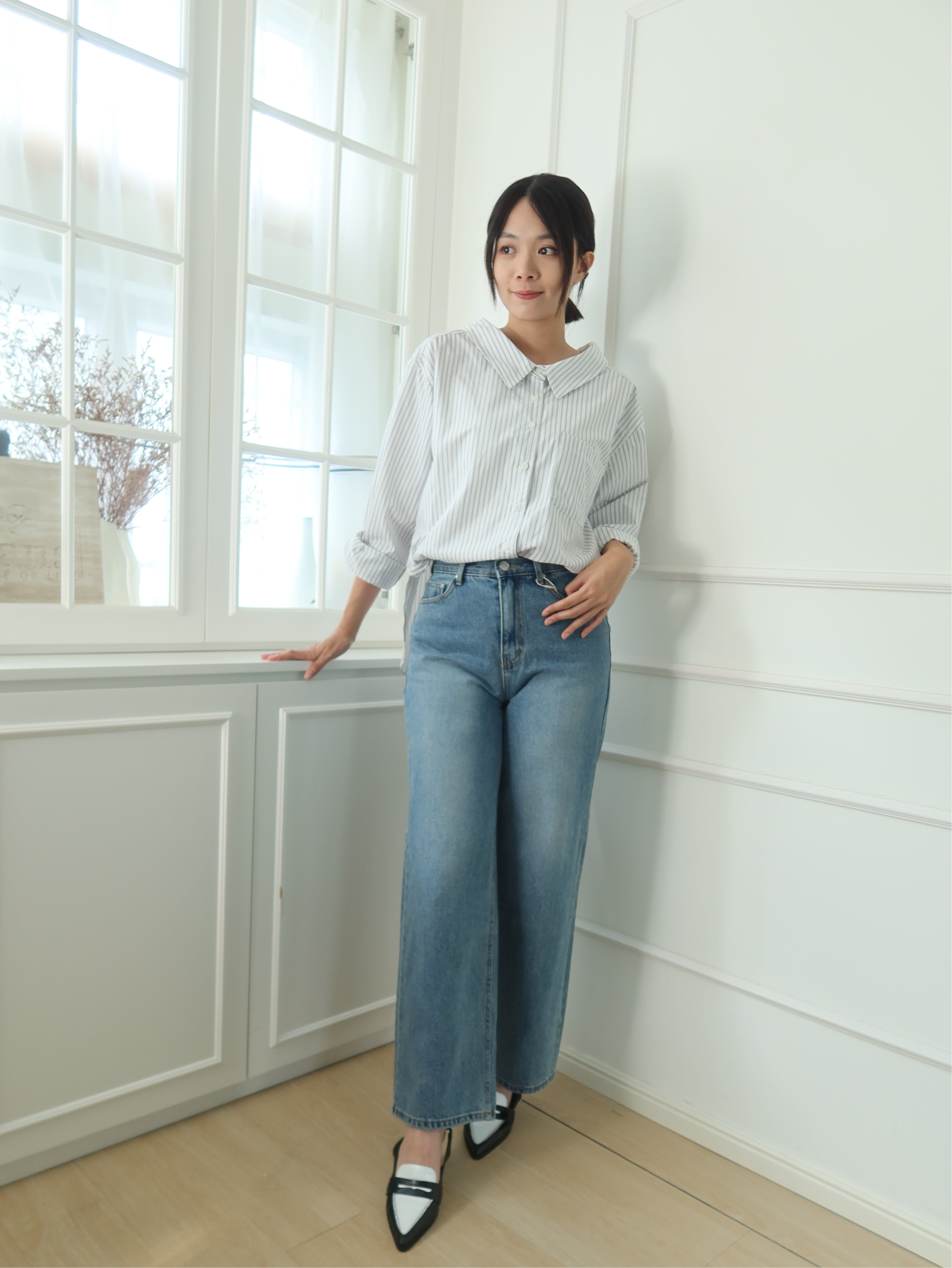 Striped Contrast Knit Pullover [T0225]