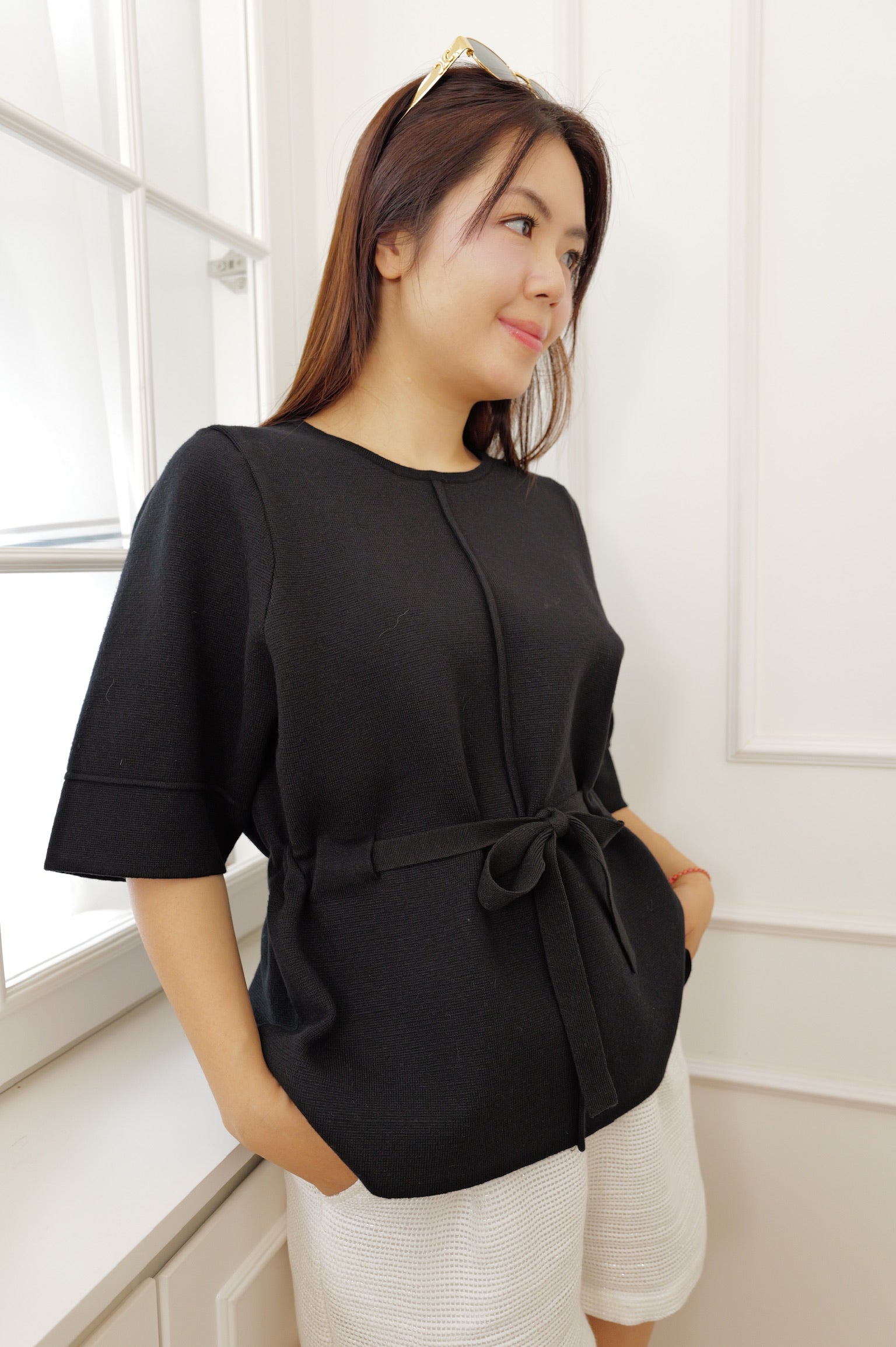 Elegant Cinched-Waist Peplum Top [T0268]