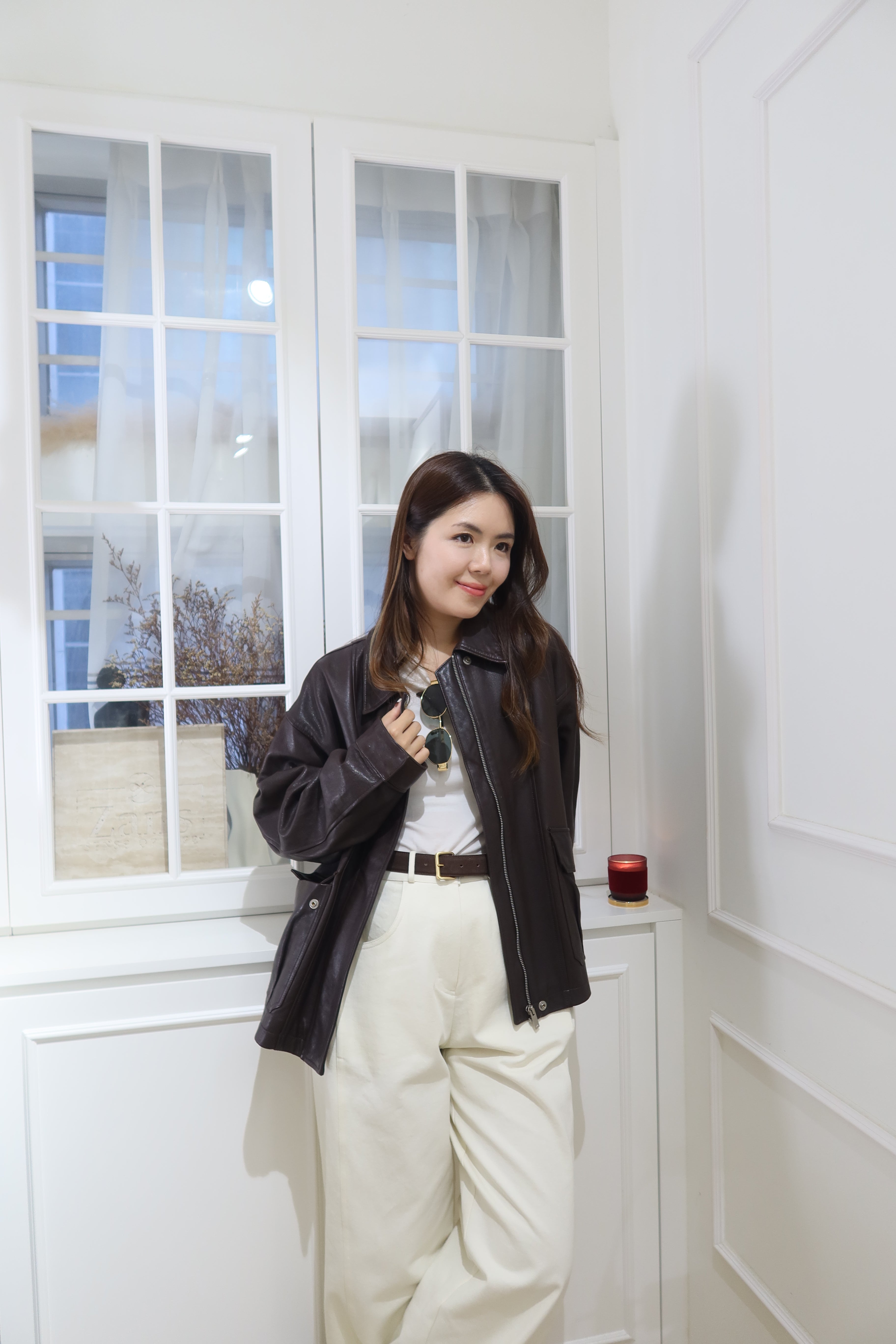 【LE ZANS BRAND COLLECTION】Timeless Distressed Leather Coat (100% lambskin) [J0116]