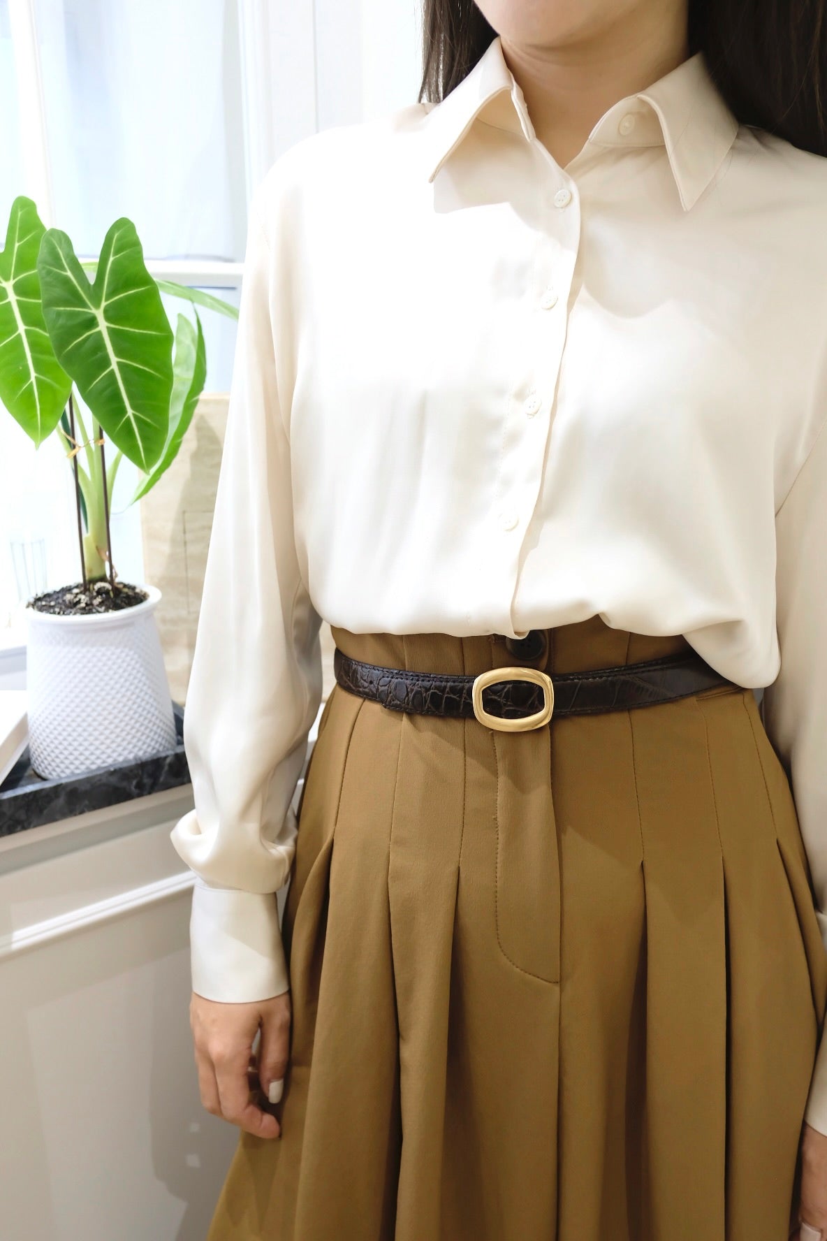 Parisian Cream Crop Blouse [T0124]