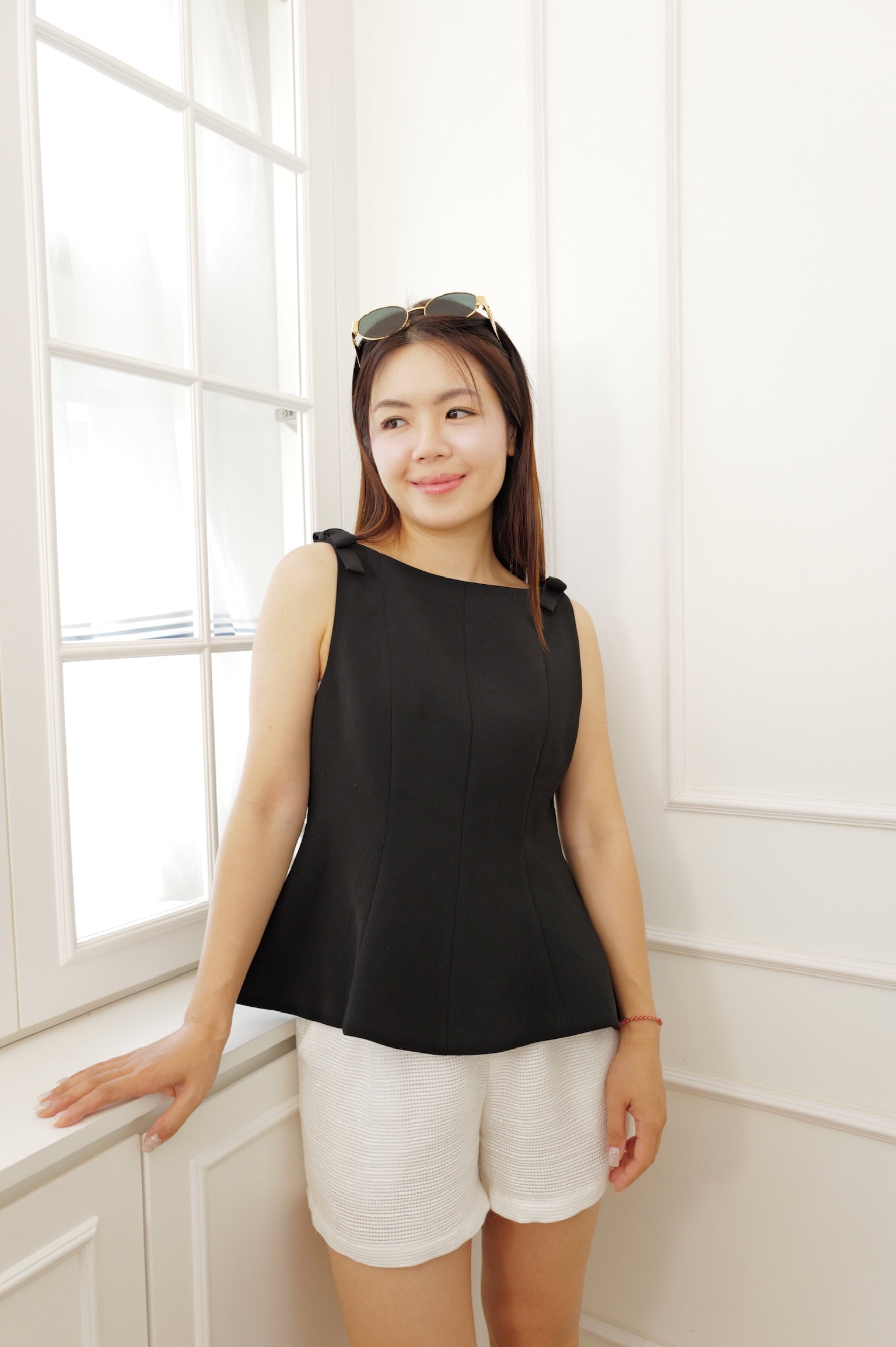 【LE ZANS BRAND COLLECTION】Elegant French Style Bowknot Sleeveless Vest [T0273]