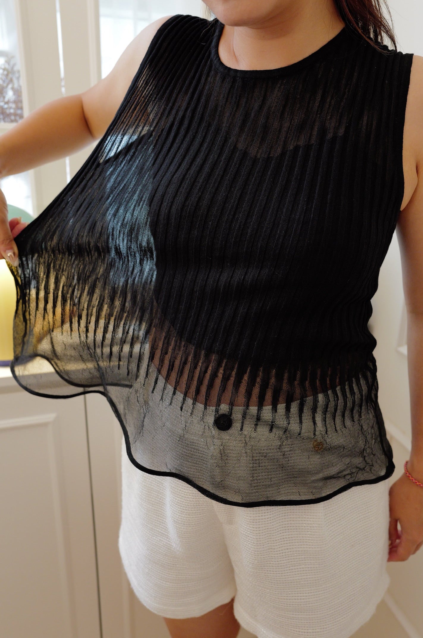 【LE ZANS BRAND COLLECTION】Sculptural Flare Rib-Knit Tank [T0288]