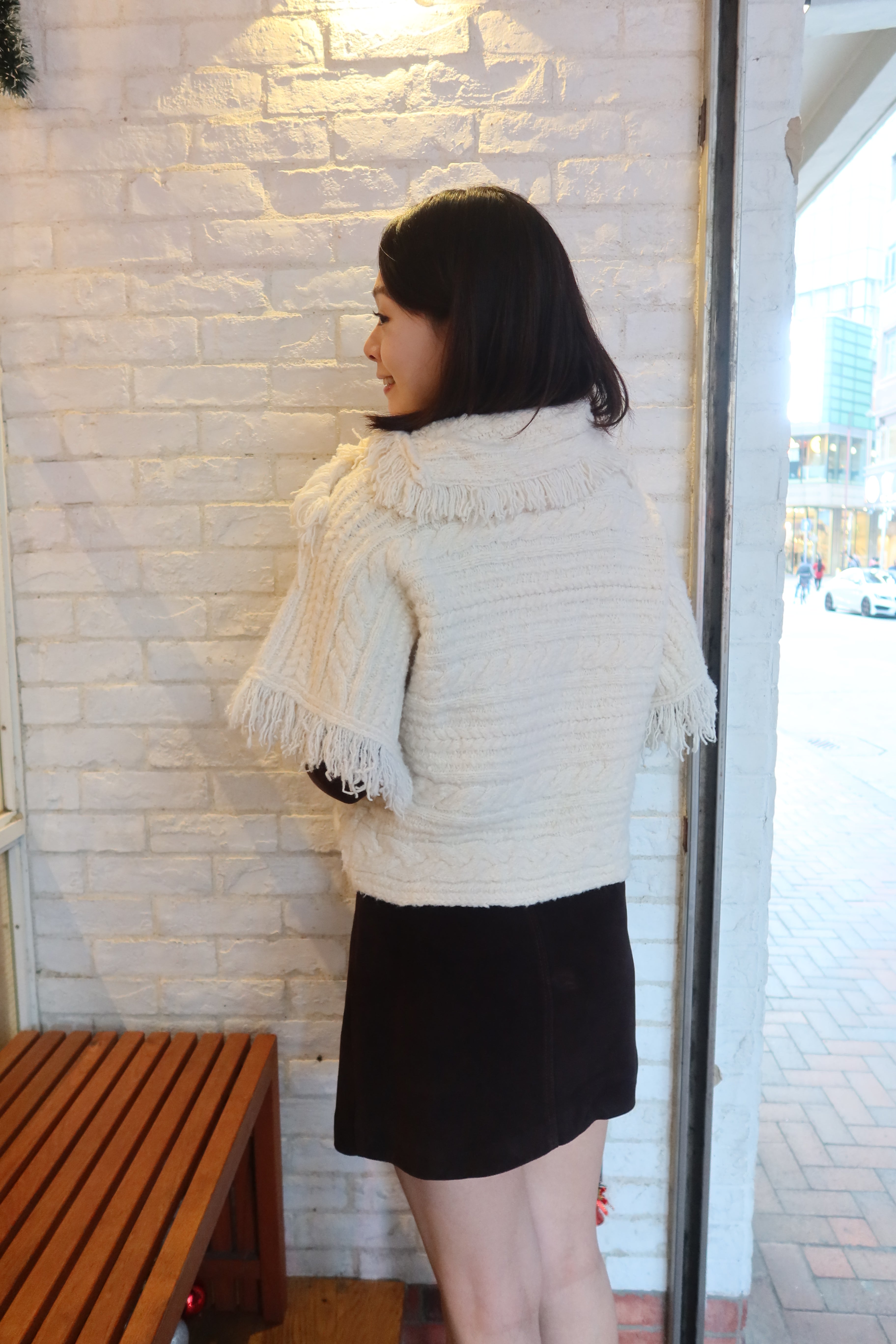 【LE ZANS BRAND COLLECTION】Frost White Fringed Chunky Knit Sweater (35%wool)  [T0248]
