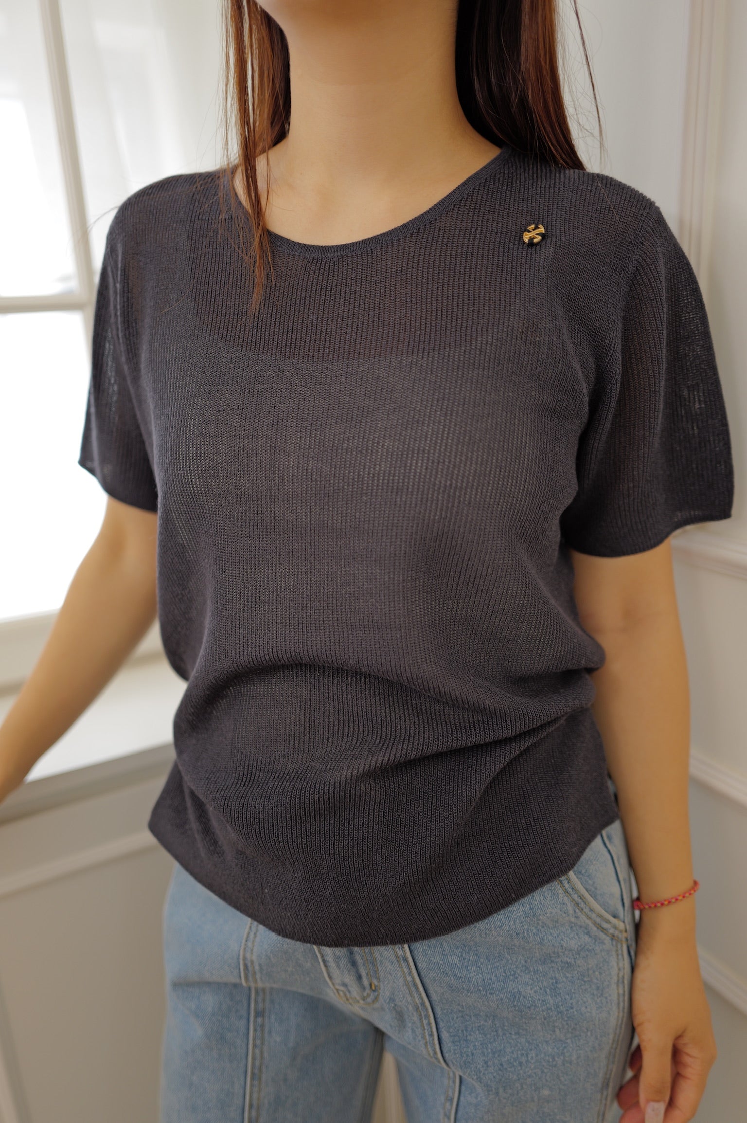 【LE ZANS BRAND COLLECTION】Drawstring Knit Top [T0270]