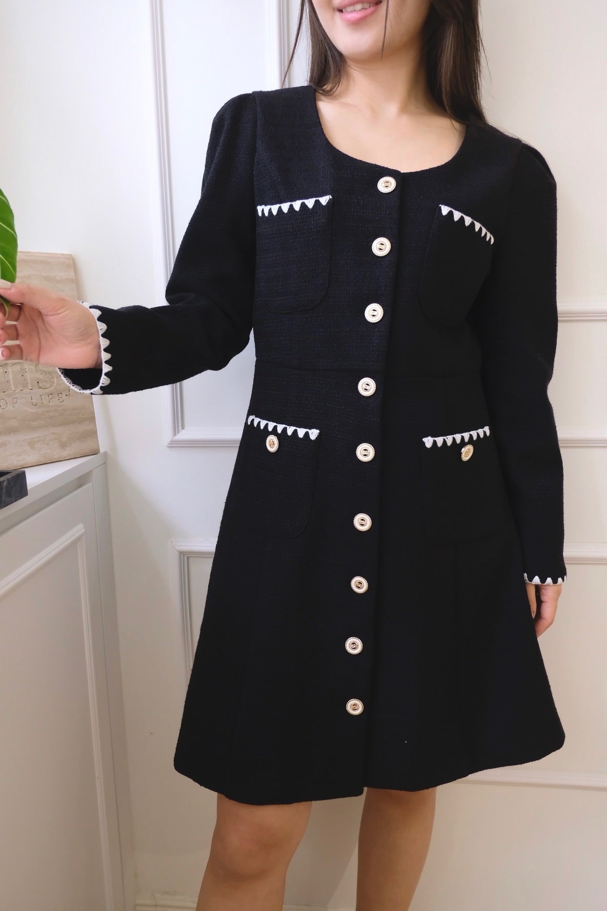 Color Block Button Front Dress [OPS0095]