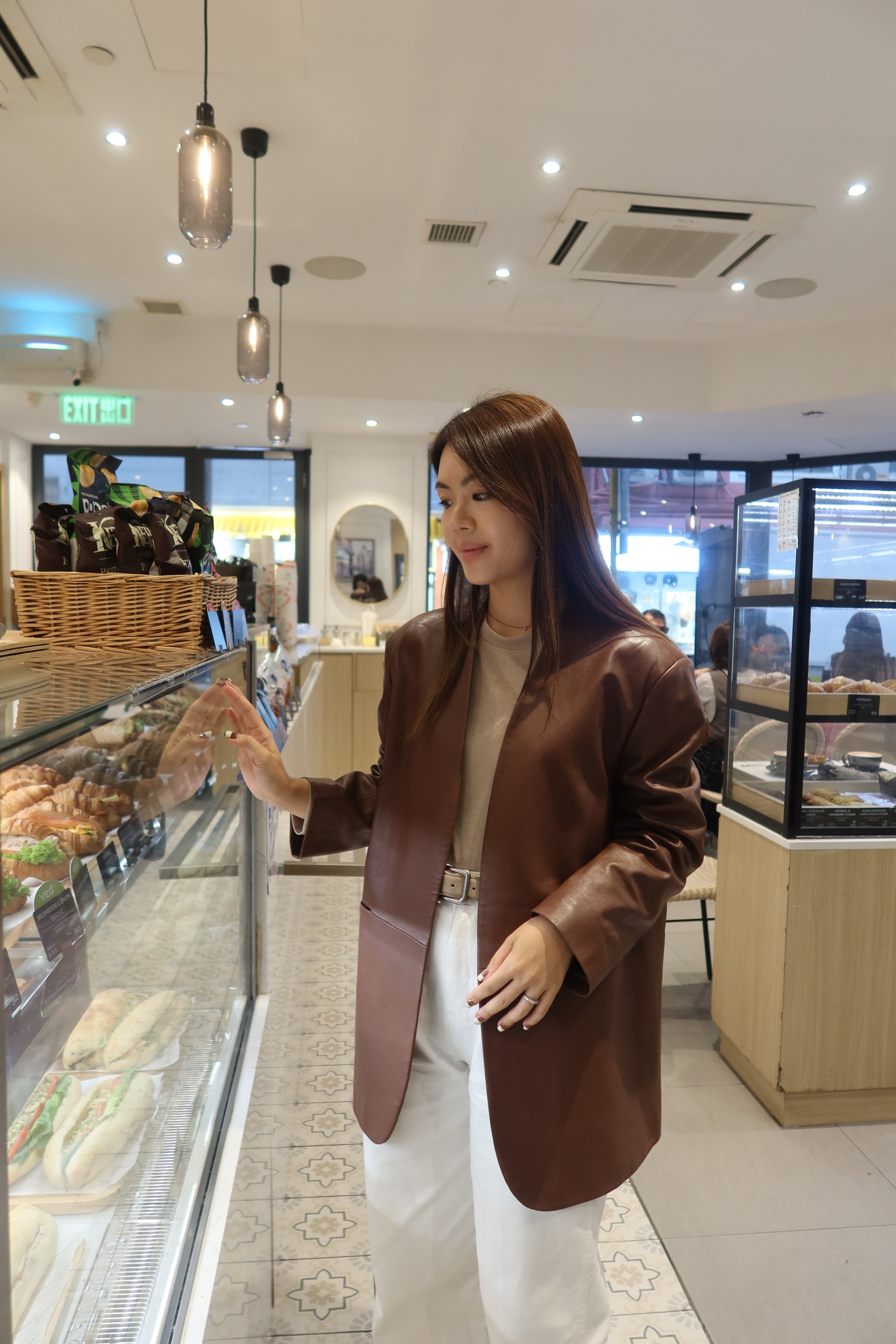 【LE ZANS BRAND COLLECTION】Toffee Designer Cut Leather Coat (100% lambskin) [J0117]