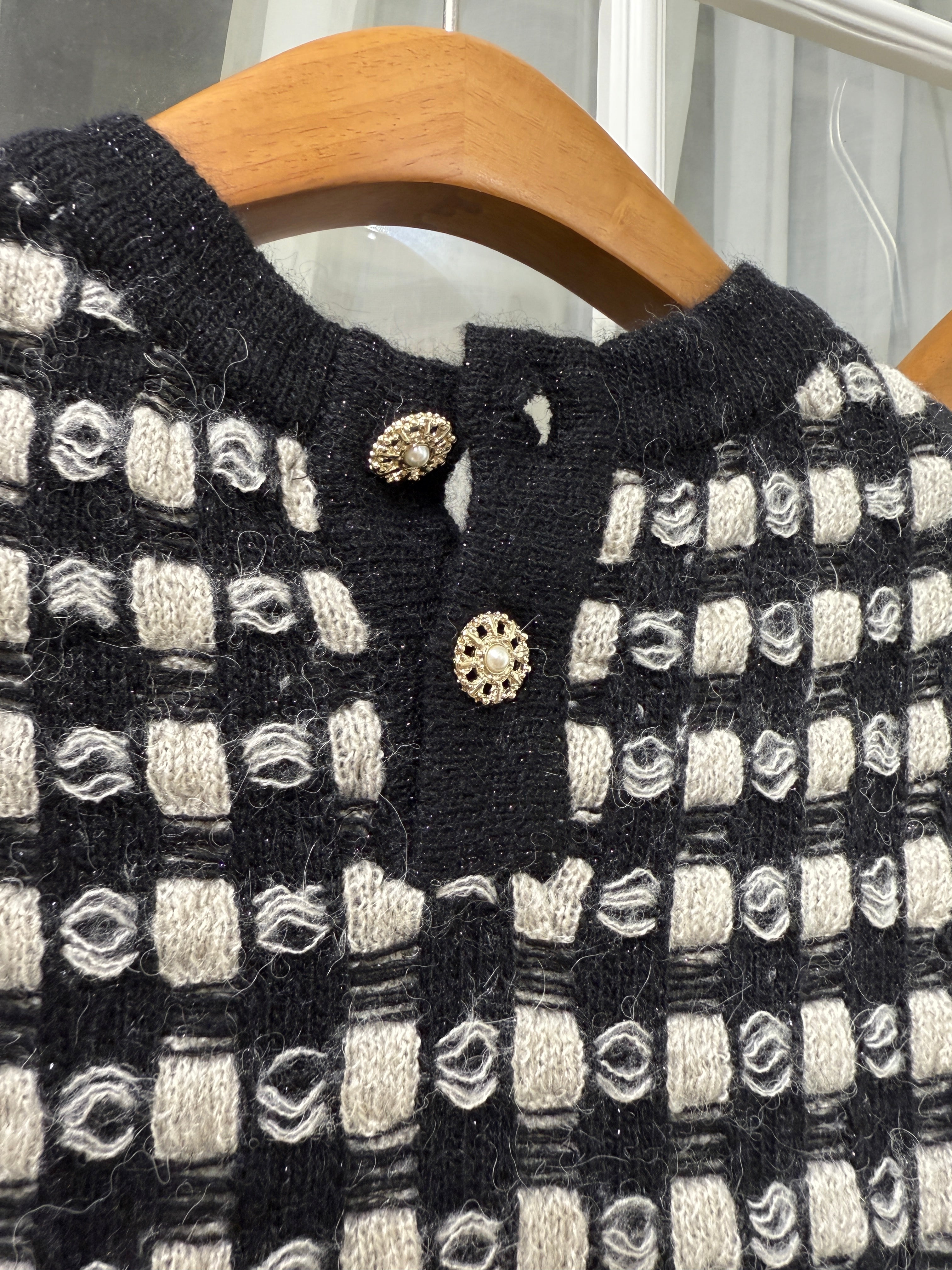 Vintage Plaid Knit Top (alpaca30%+wool49%) [T0134]