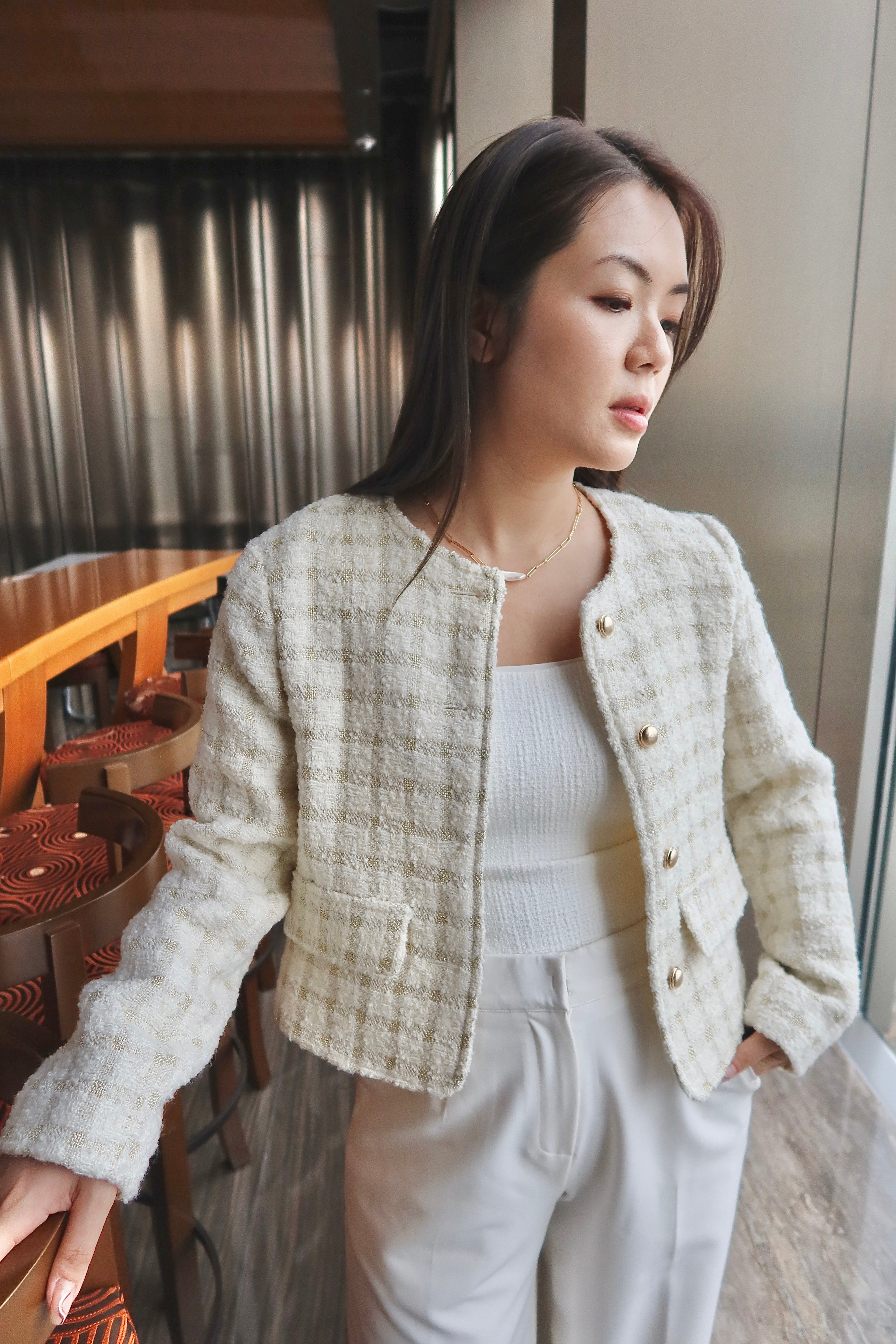 Elegant Tweed Open-Front Coat [J0082]