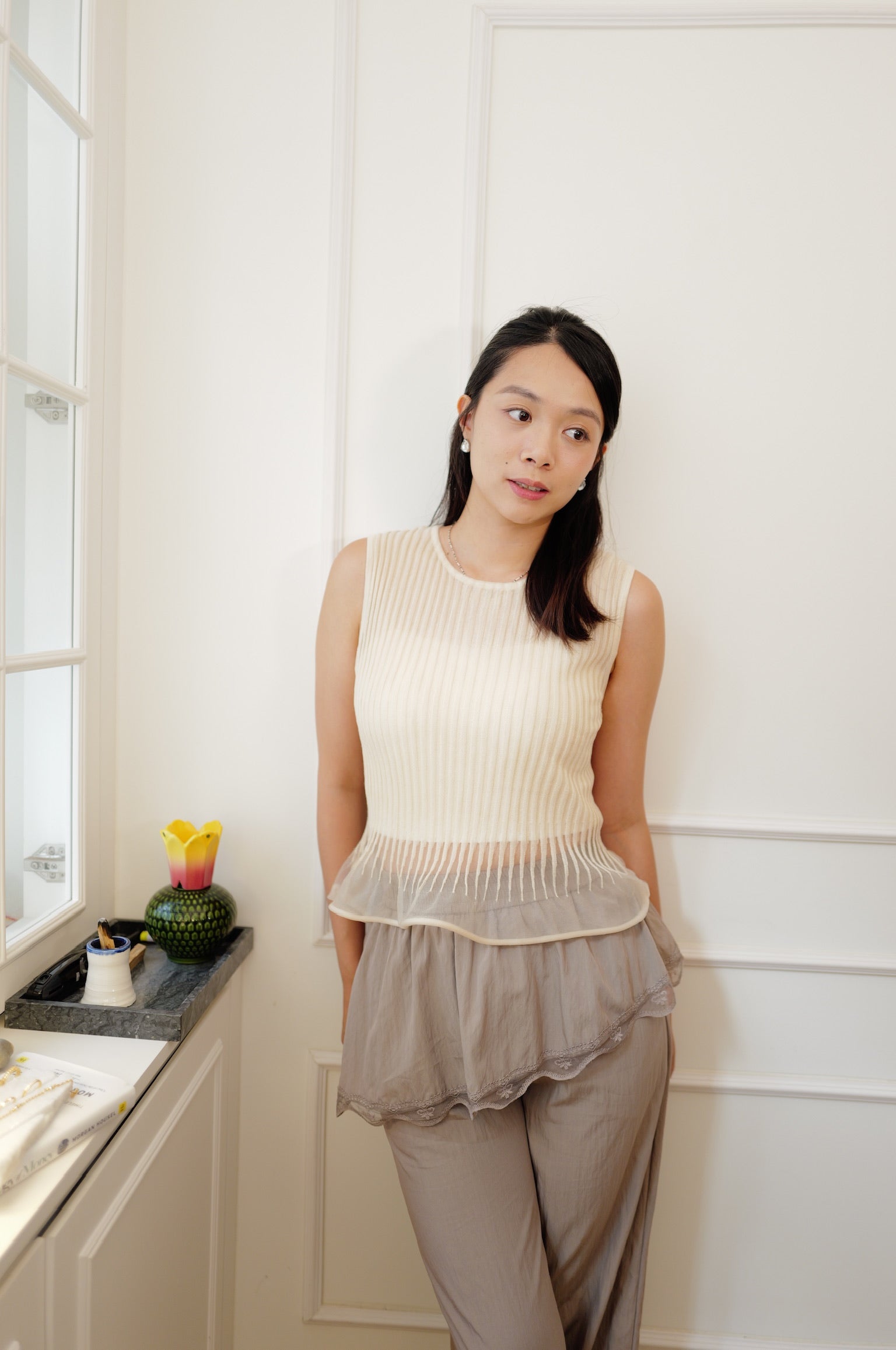 【LE ZANS BRAND COLLECTION】Ballet-Inspired Ruffle Lace Trim Pants [PT0094]