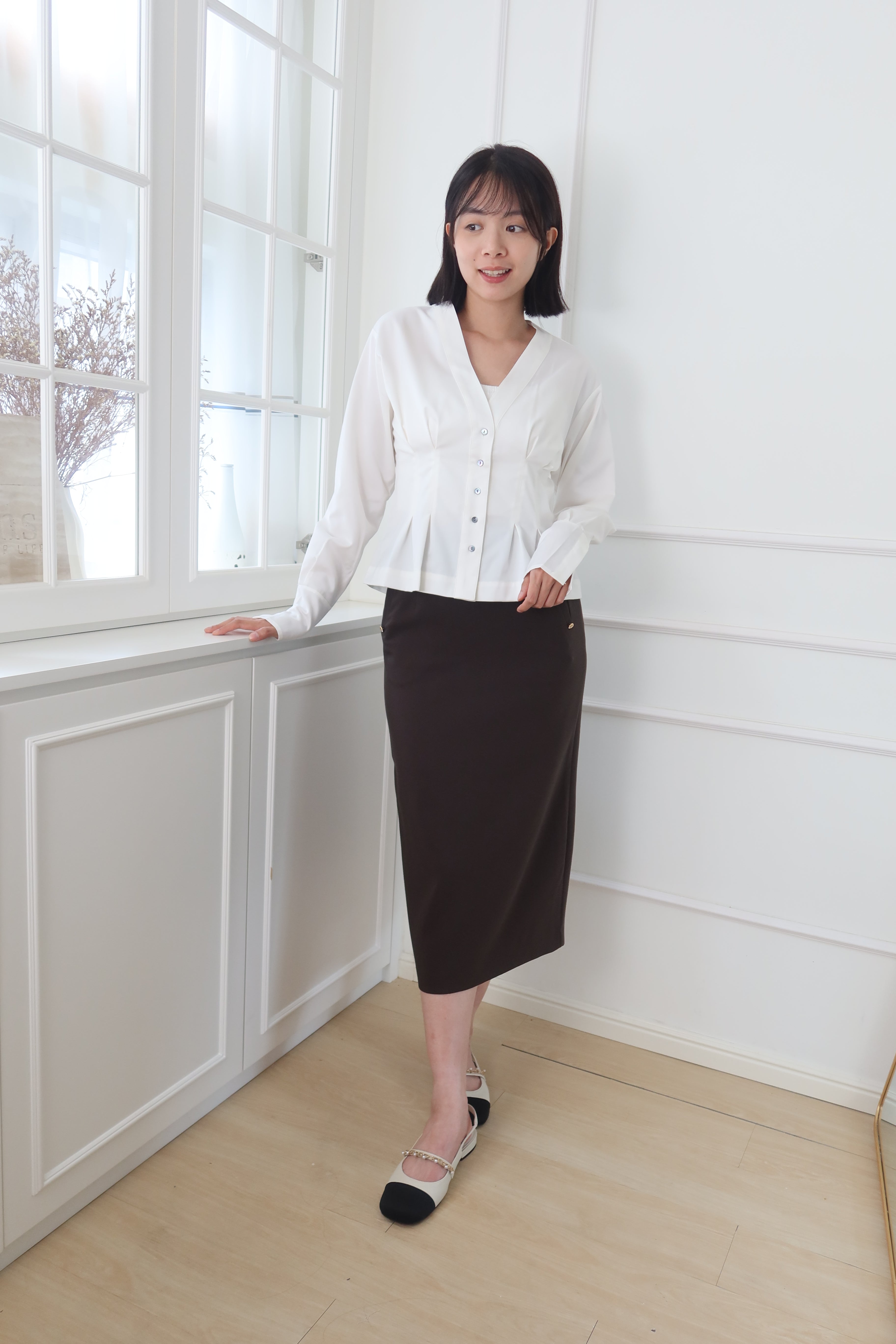 【LE ZANS BRAND COLLECTION】Pure White Mermaid Blouse [T0227]