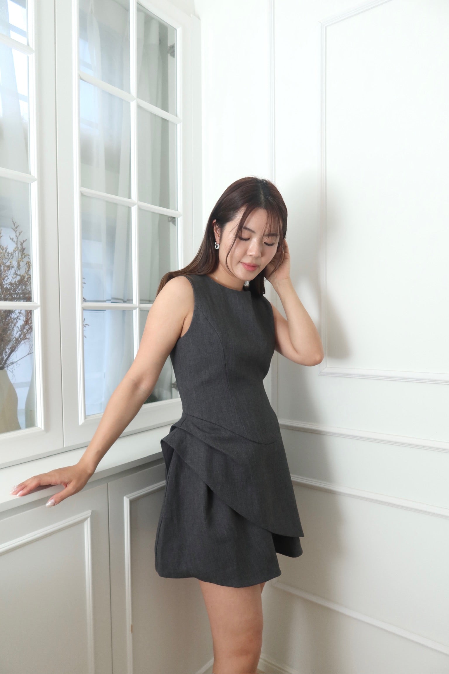 【LE ZANS BRAND COLLECTION】 Layered Elegance Dress(30%wool) [OPS0147]