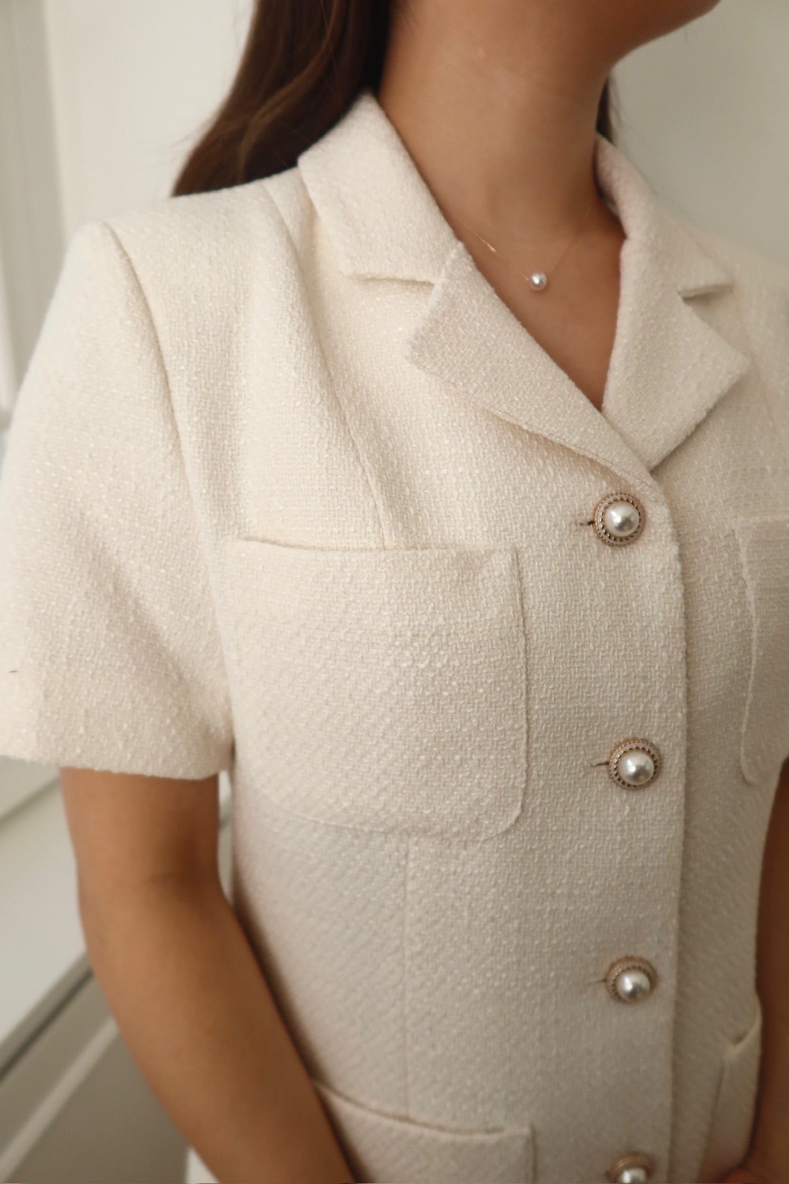 Luxe Pearl Button Dress [OPS0145]