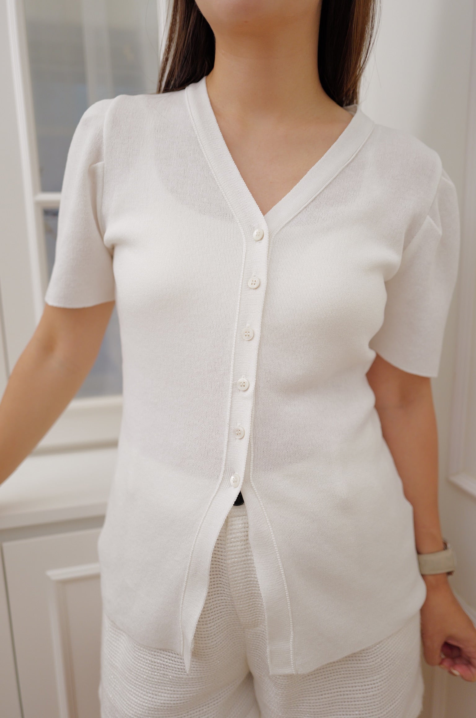 Cream Puff Sleeve Knit Cardigan [T0281]