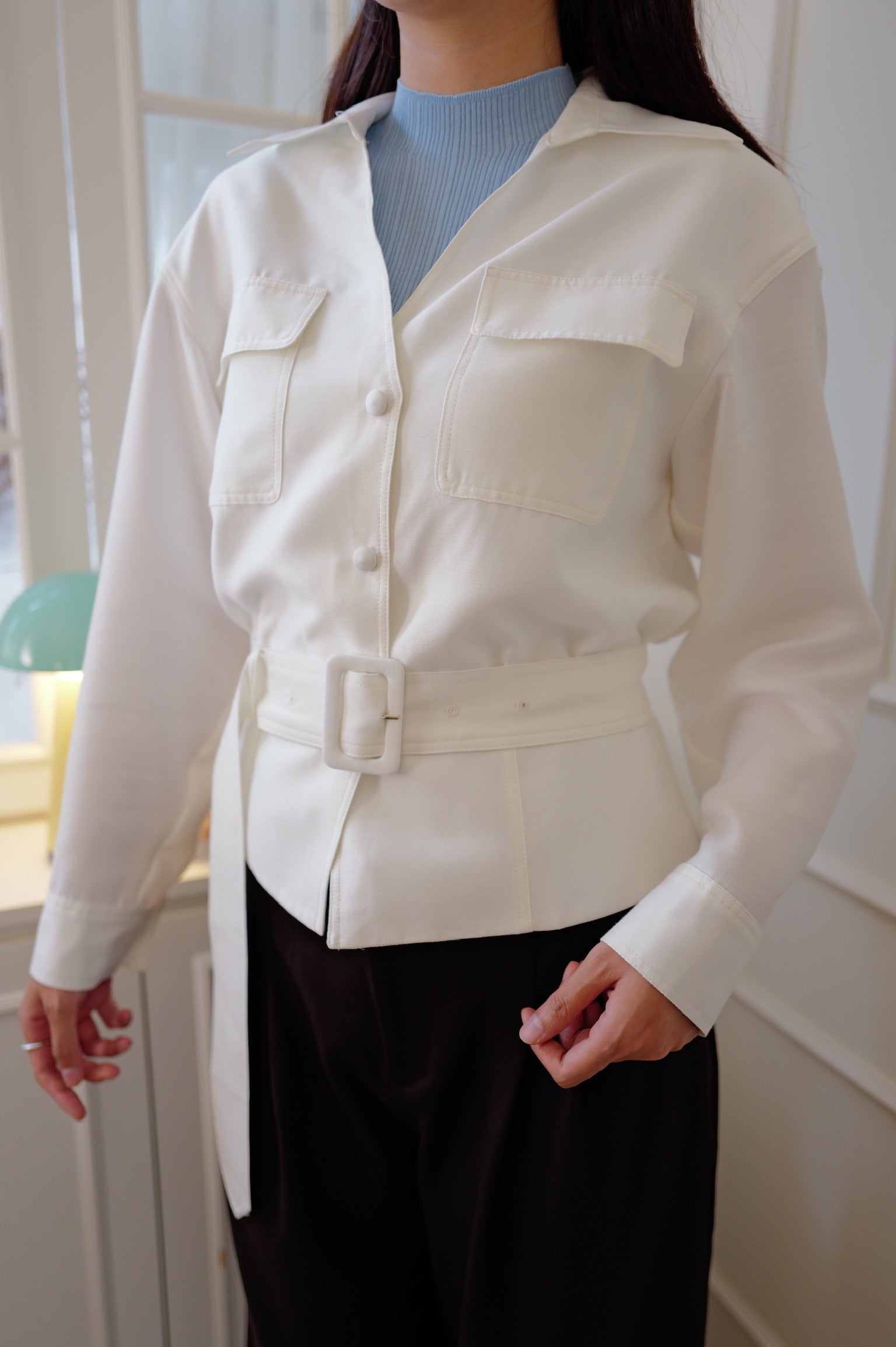 【LE ZANS PRIVÉ】 Belted Safari Utility Jacket Shirt [T0312]