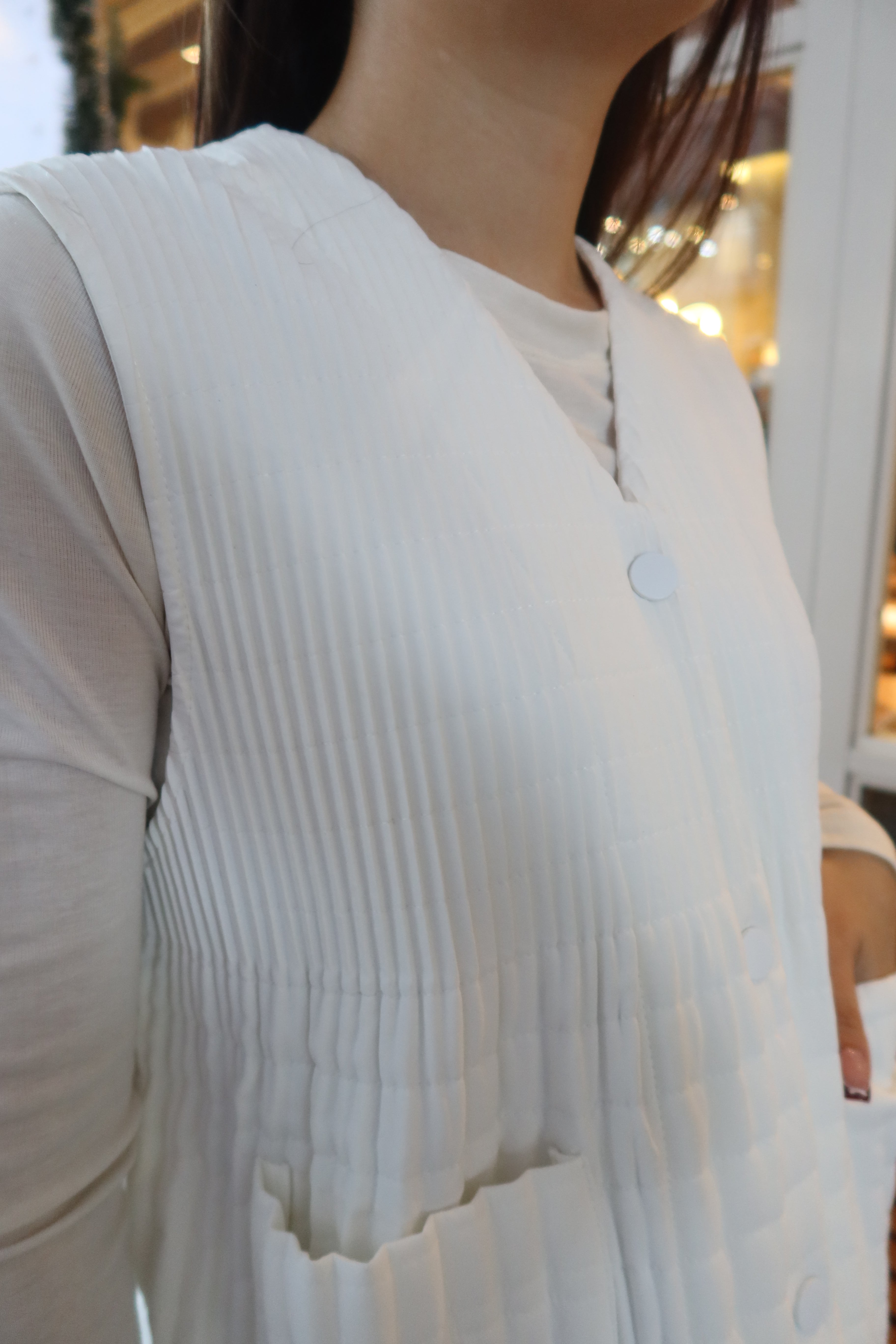 【LE ZANS BRAND COLLECTION】Cloud White Quilted Padded Vest [J0128]