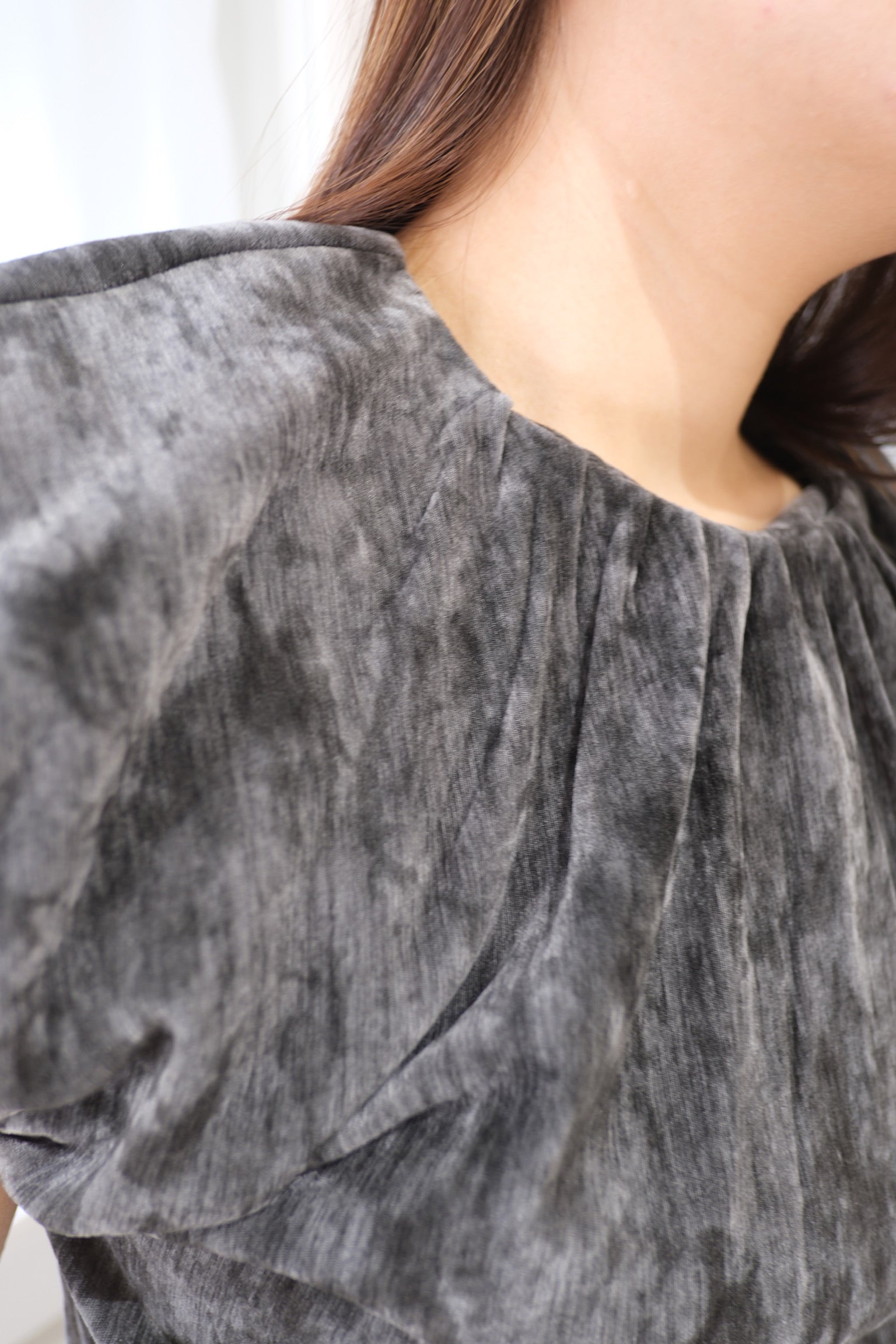 Pleat & Print Short Sleeve Blouse [T0246]