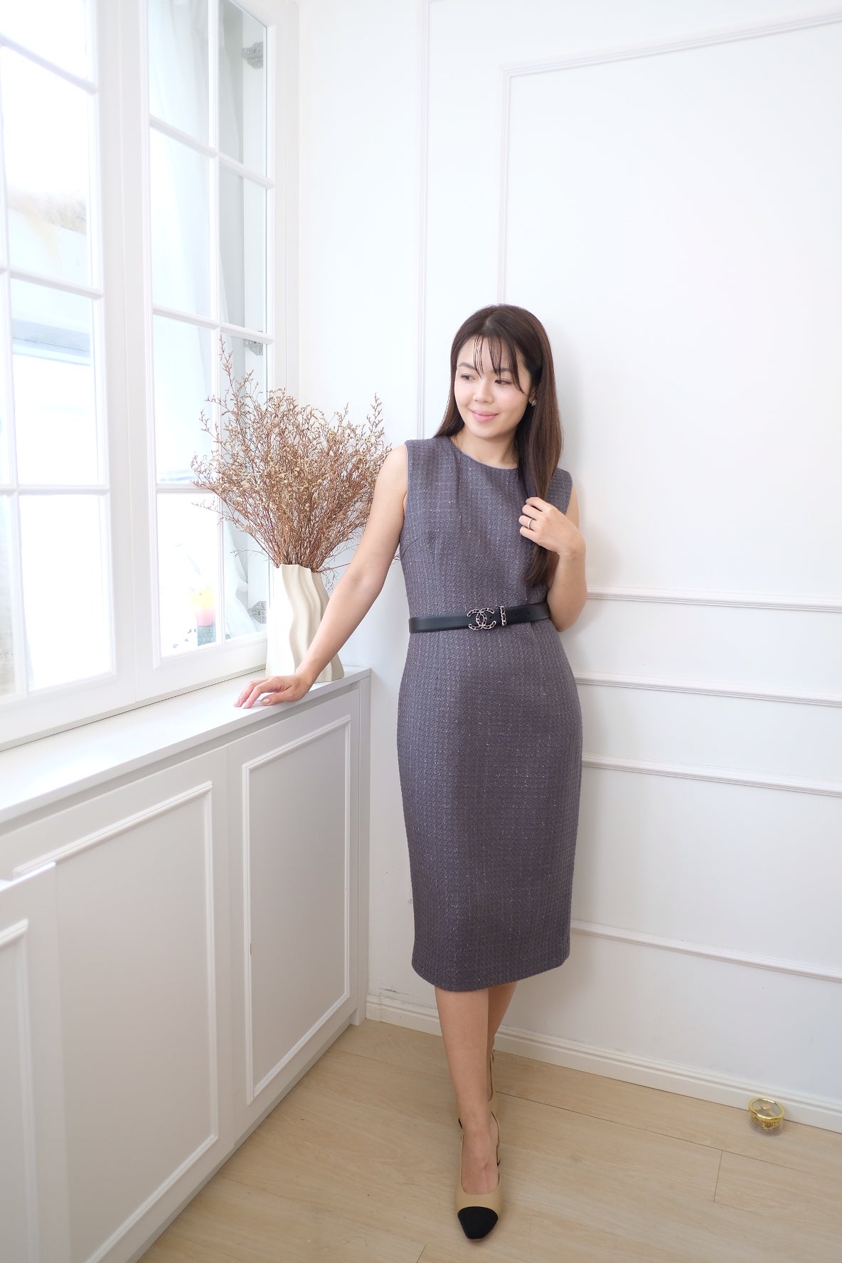 【LE ZANS BRAND COLLECTION】Sleek Silhouette Sleeveless Dress [OPS0178]