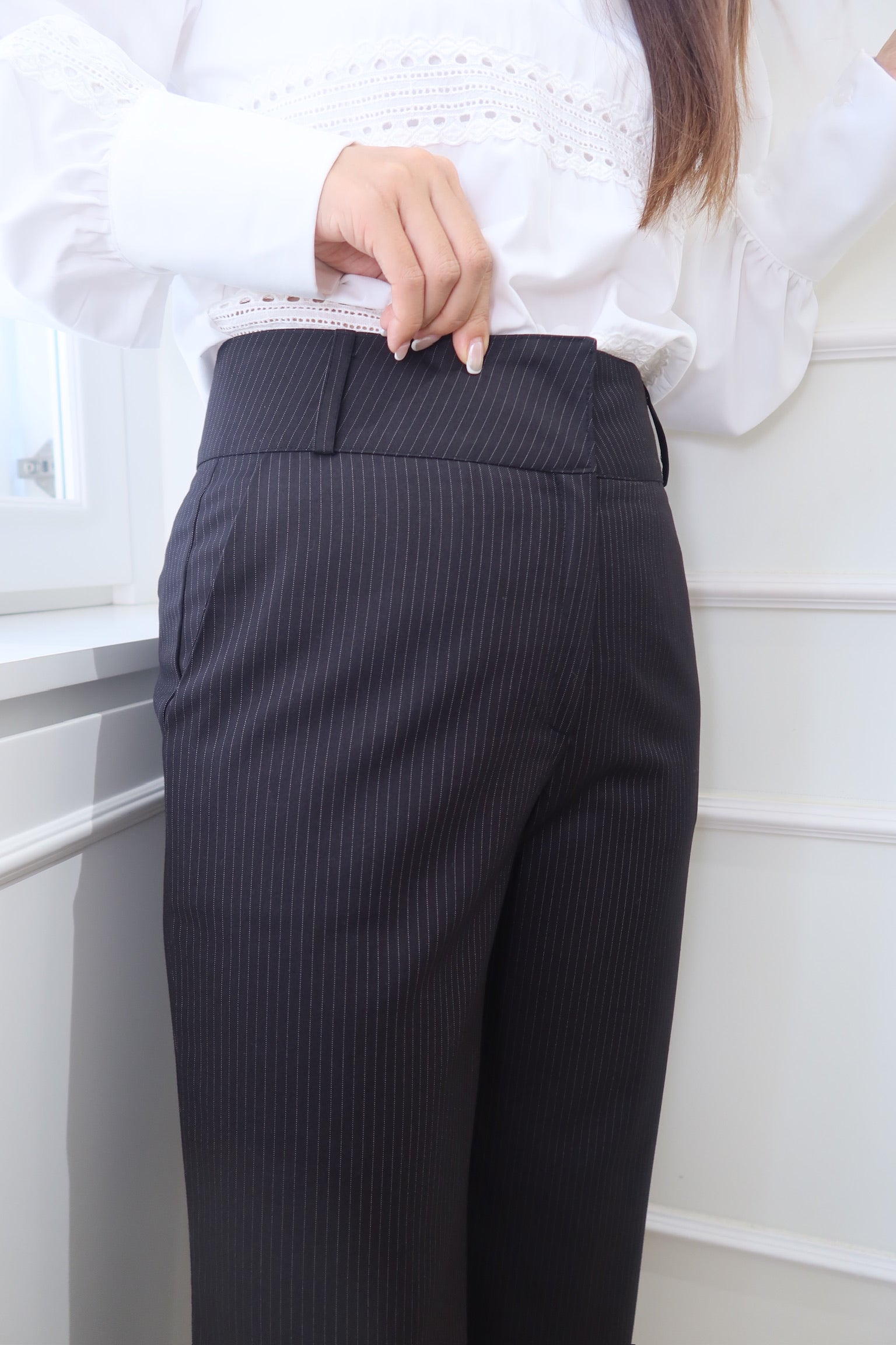 Subtle Patterned Straight-Leg Pants [PT0074]