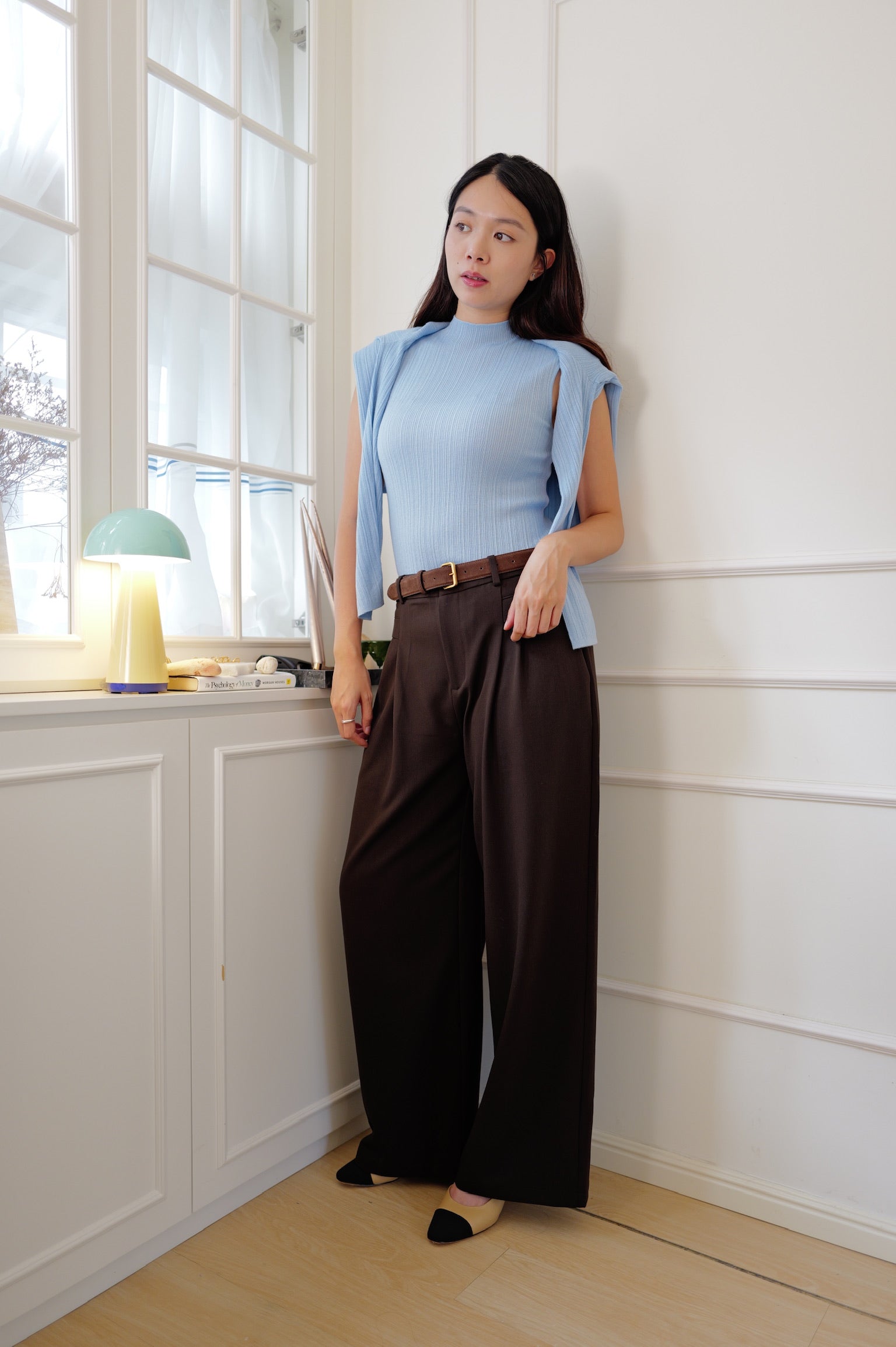 【LE ZANS PRIVÉ】French Flap-Detail Pleated Tailored Pants [PT0099]