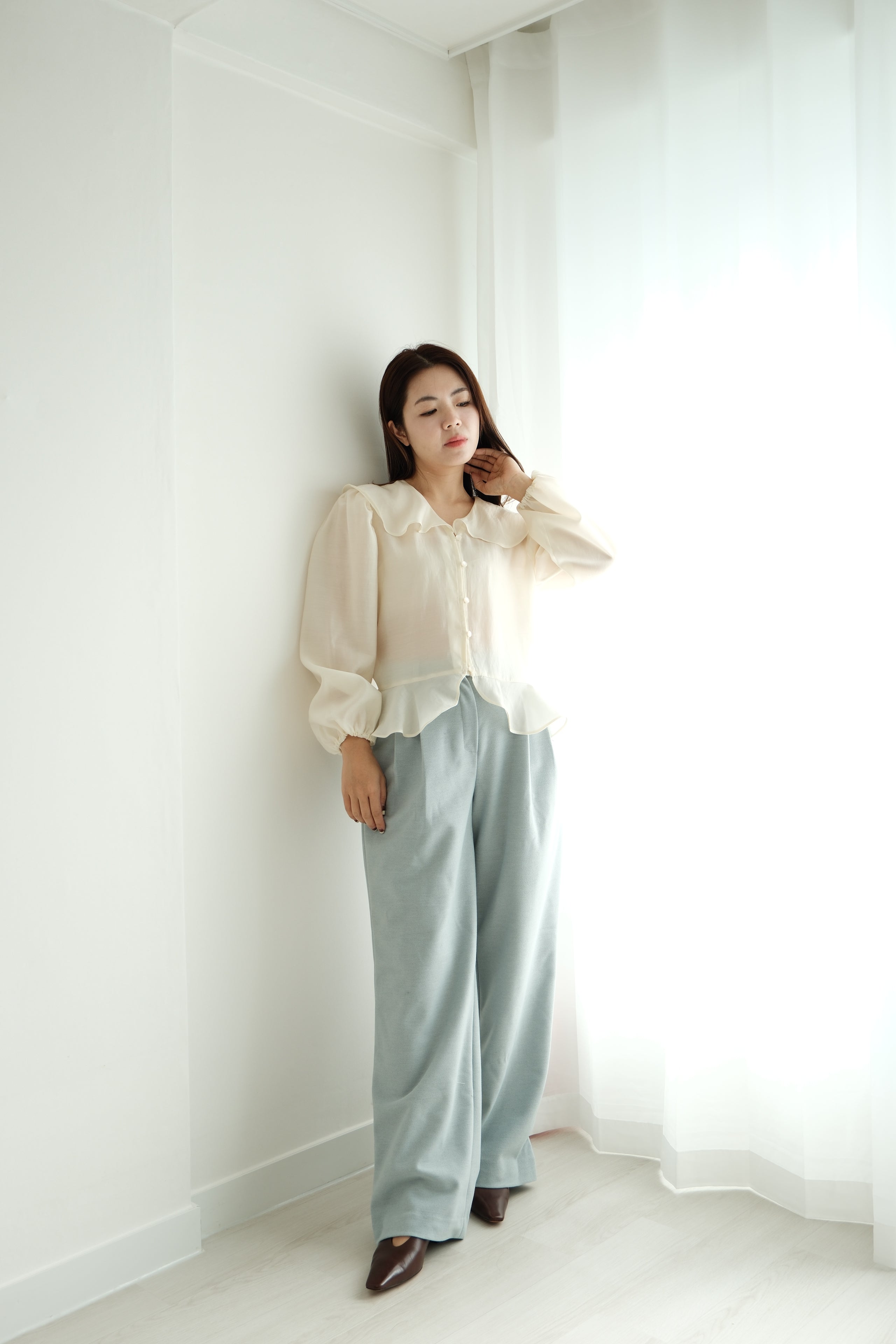 Retro Chic Open-Collar Shirt [T0238]