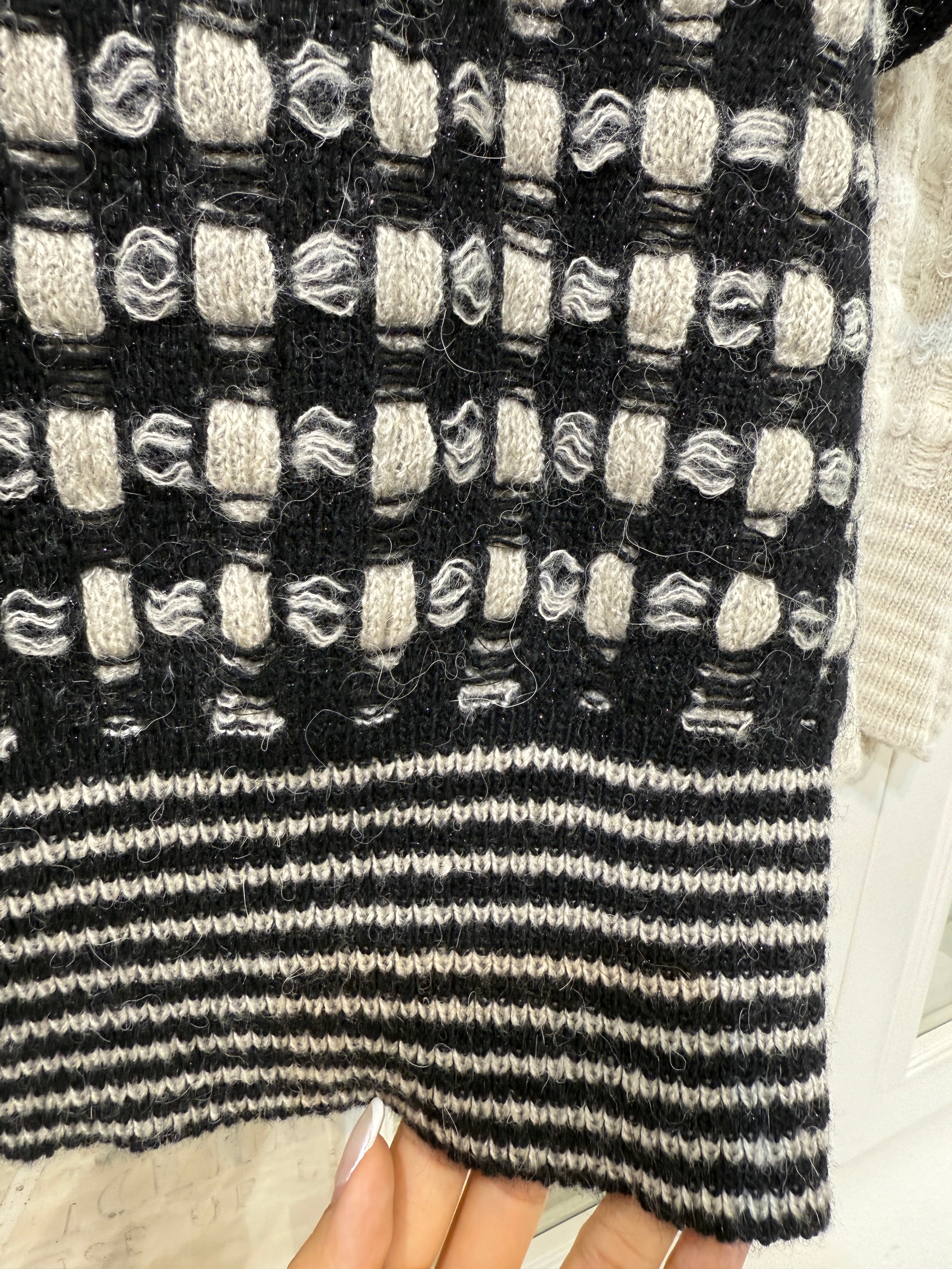 Vintage Plaid Knit Top (alpaca30%+wool49%) [T0134]