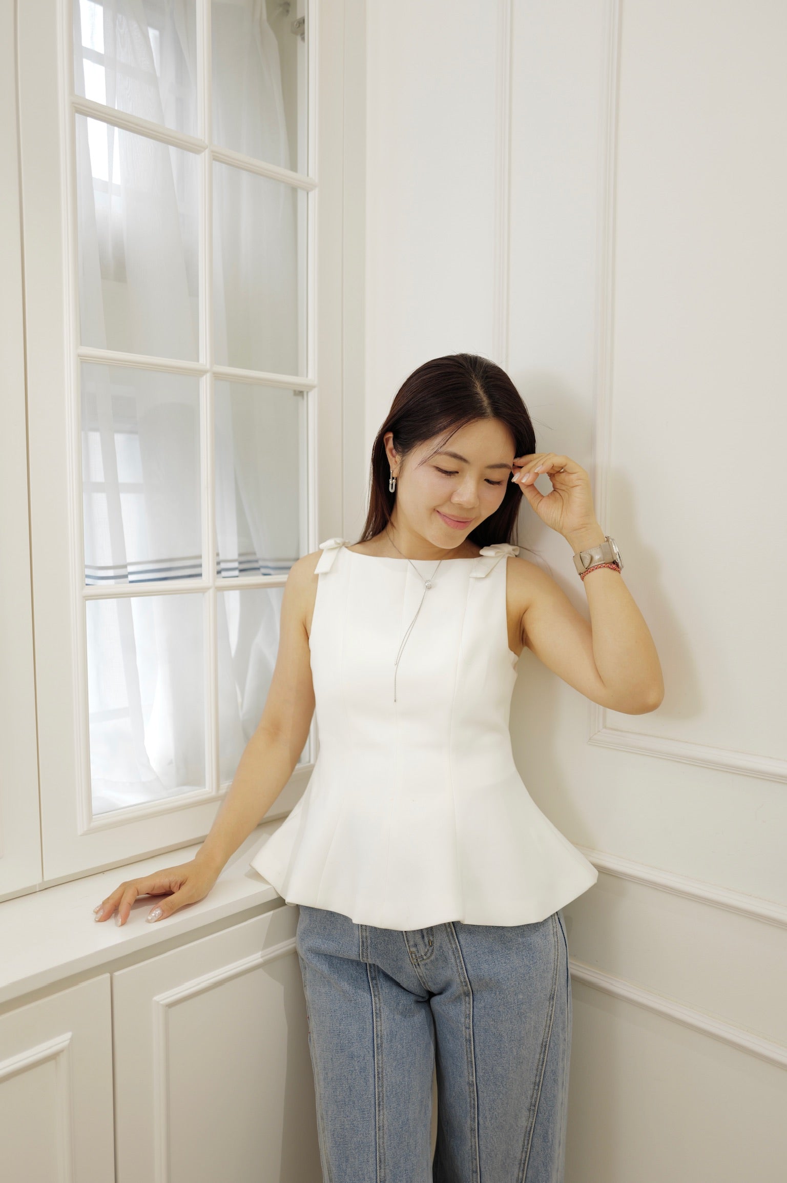 【LE ZANS BRAND COLLECTION】Elegant French Style Bowknot Sleeveless Vest [T0273]