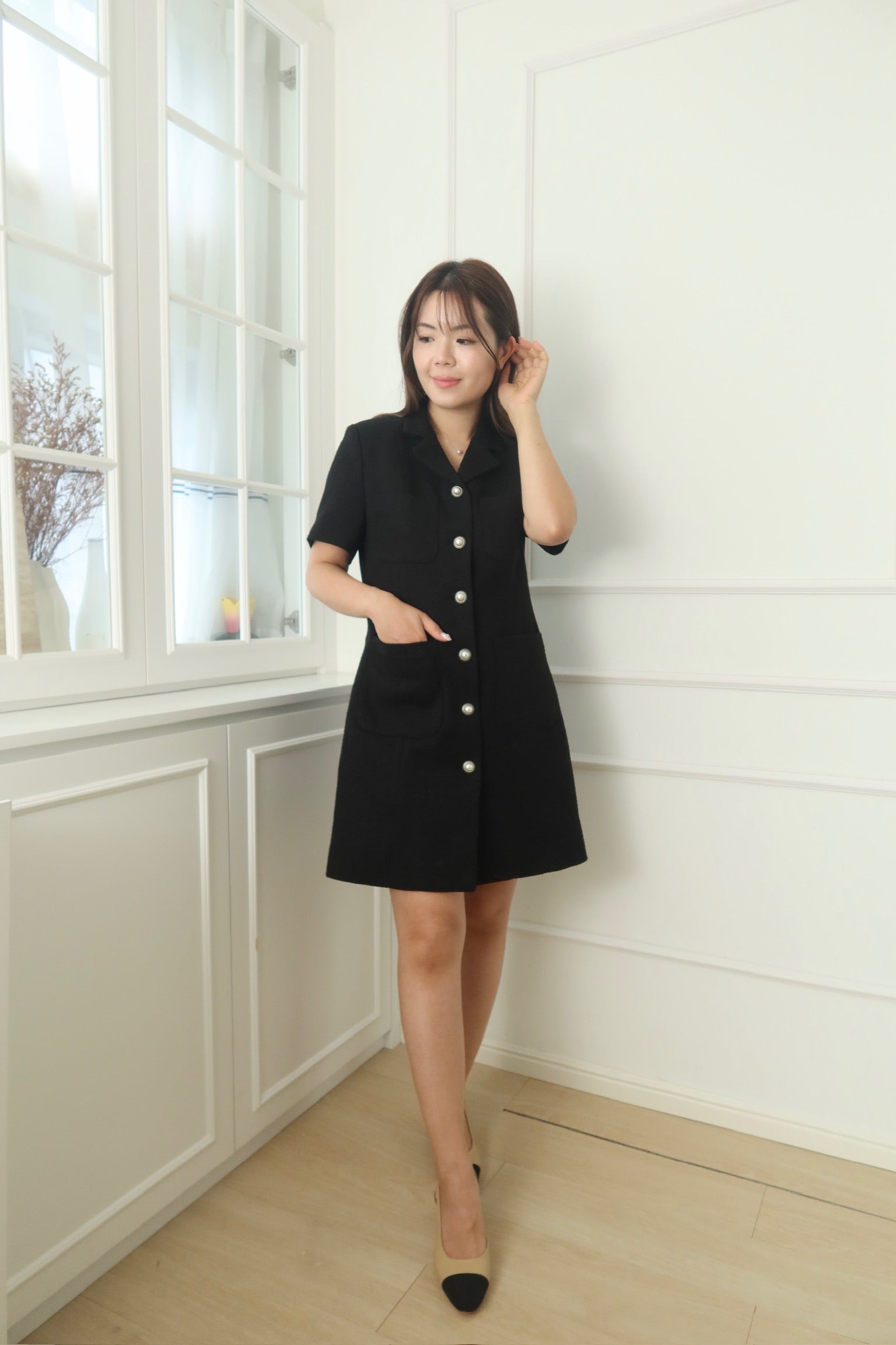 Luxe Pearl Button Dress [OPS0145]