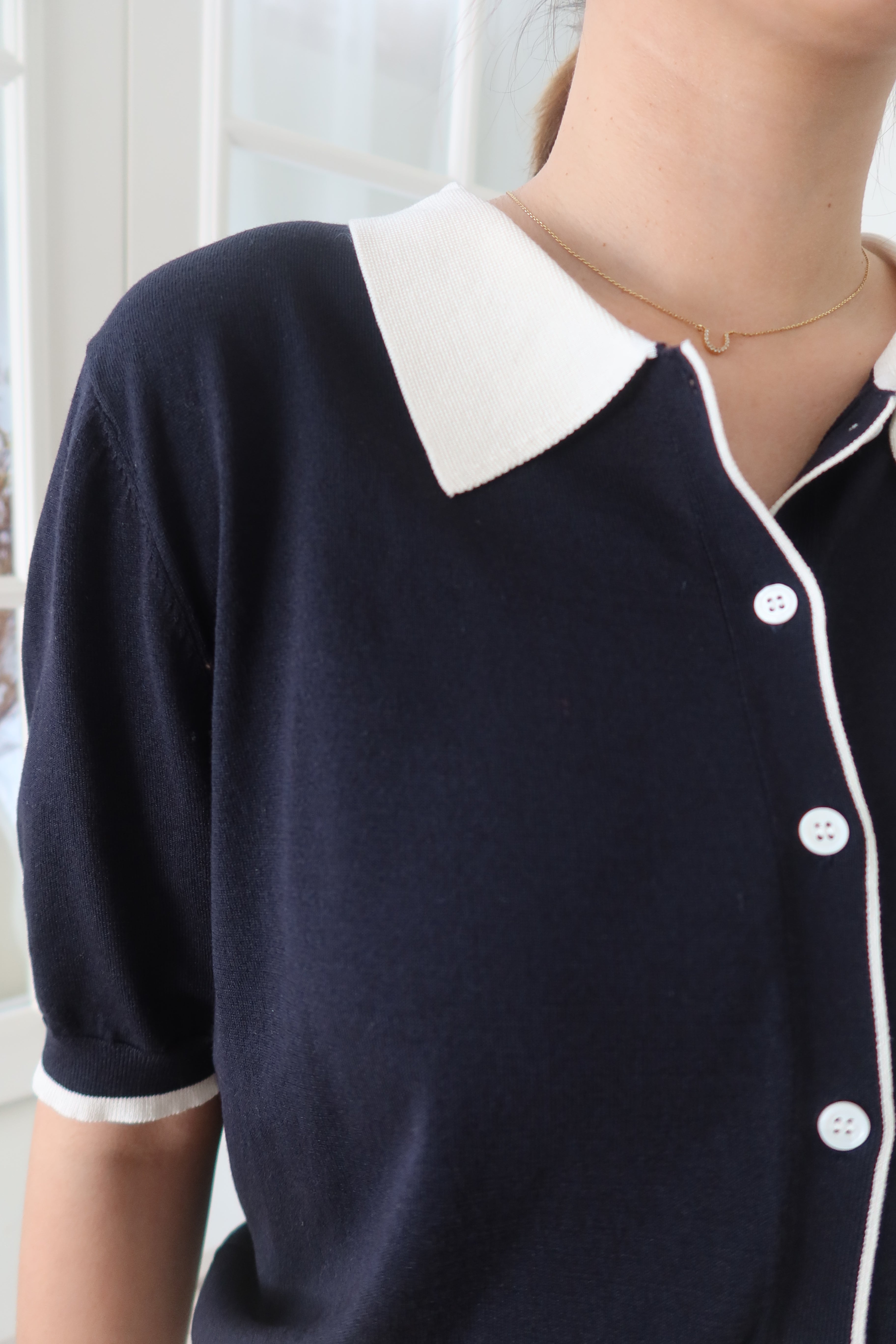 【LE ZANS BRAND COLLECTION】Retro Colorblock Collar Top [T0195]