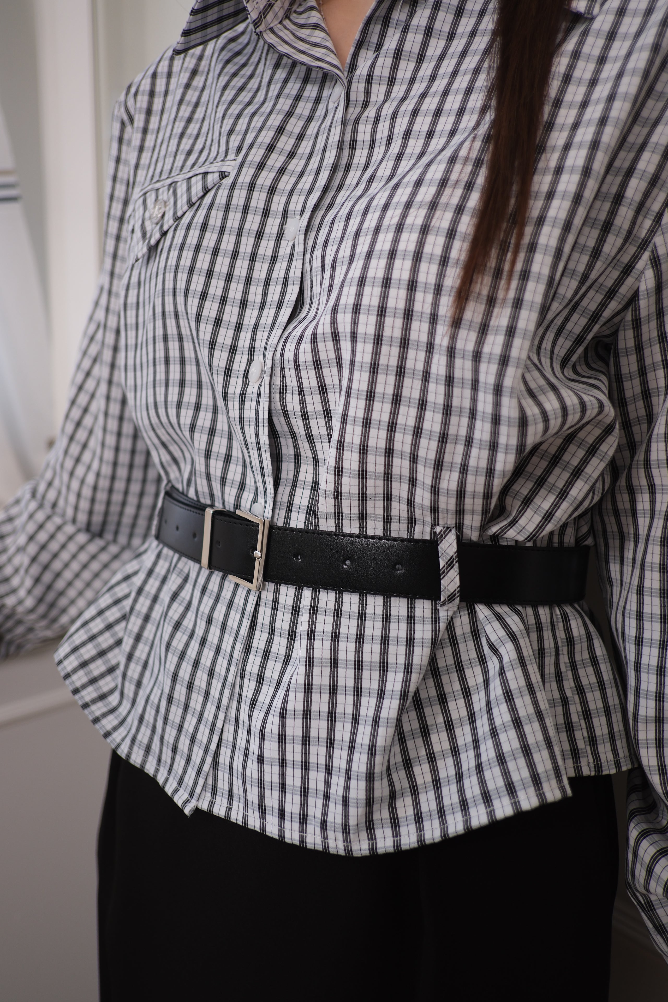 Pinstripe Belted Shirt [T0260]