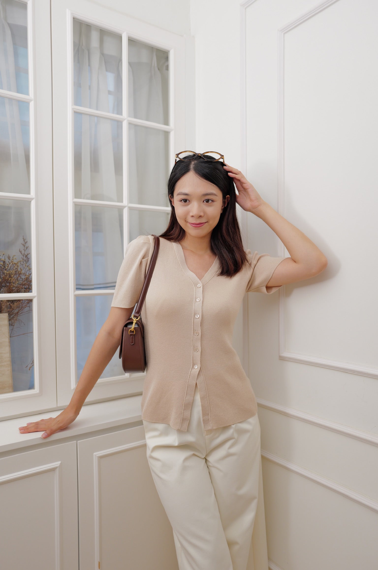 Cream Puff Sleeve Knit Cardigan [T0281]