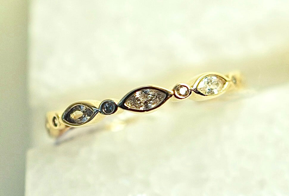 French Antique Marquise and Round Cut Eternity Band [A0003]