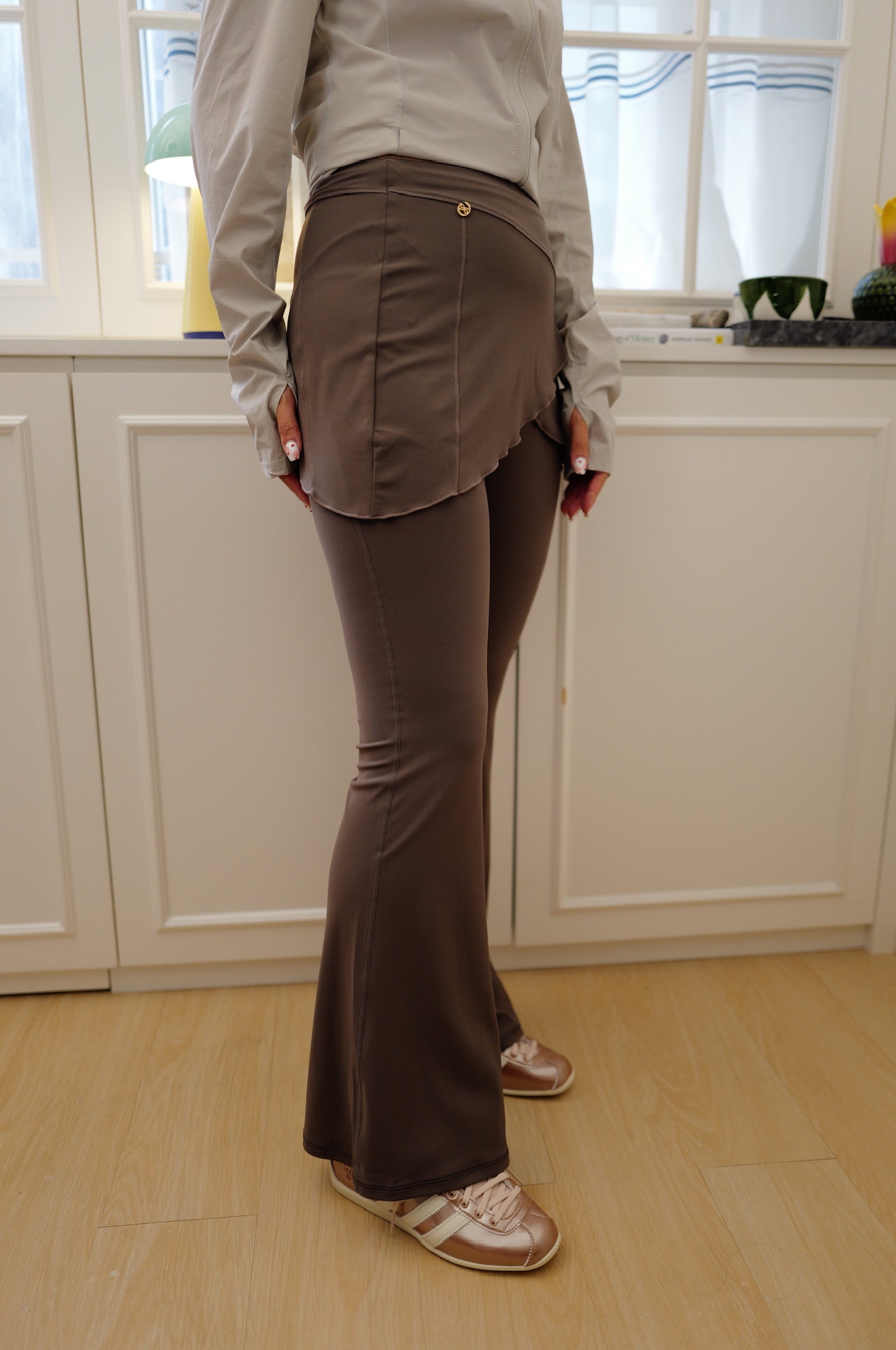 【LE ZANS BRAND COLLECTION】Balletcore 2-in-1 Layered Skirt Flared Leggings [PT0096]