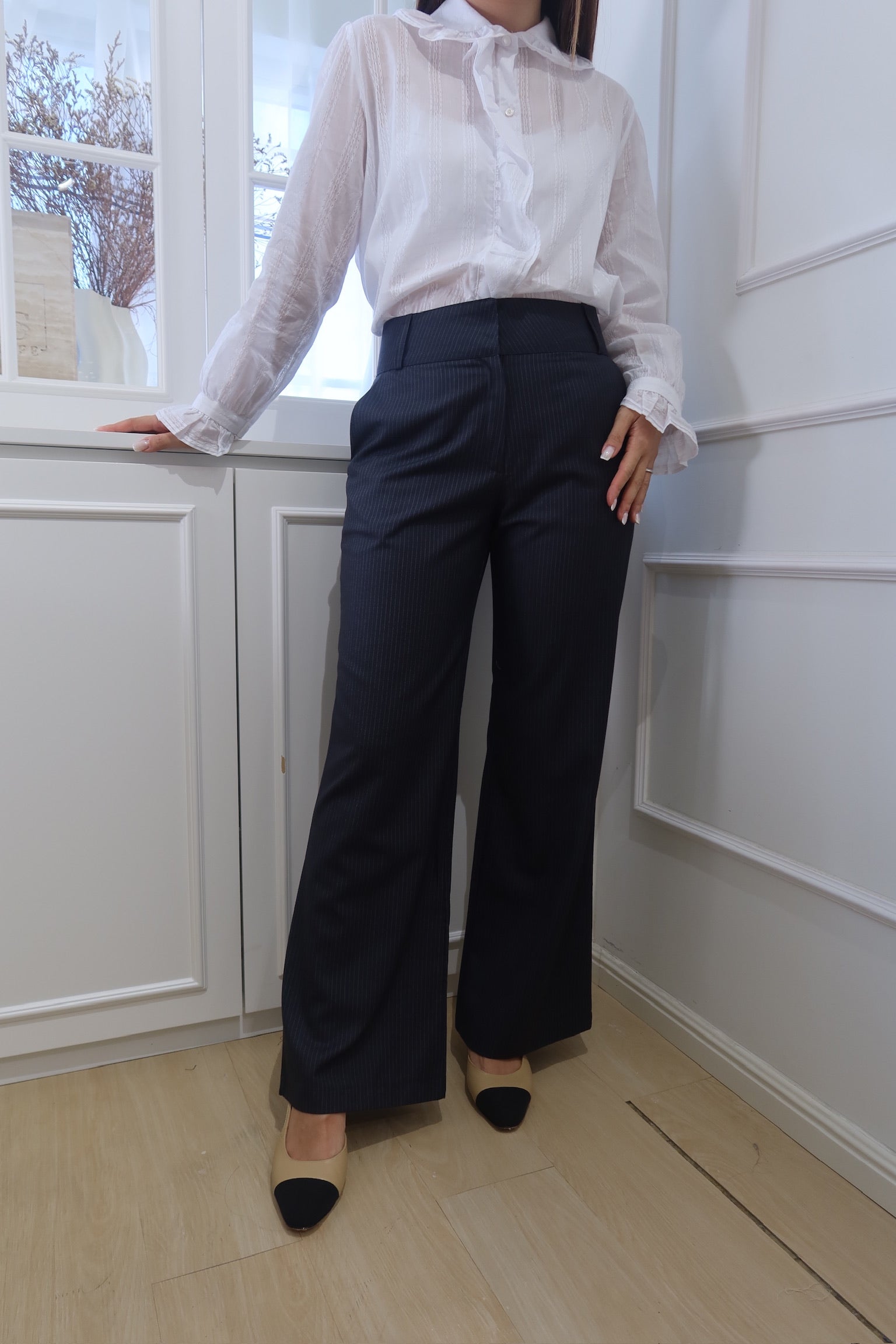 Subtle Patterned Straight-Leg Pants [PT0074]