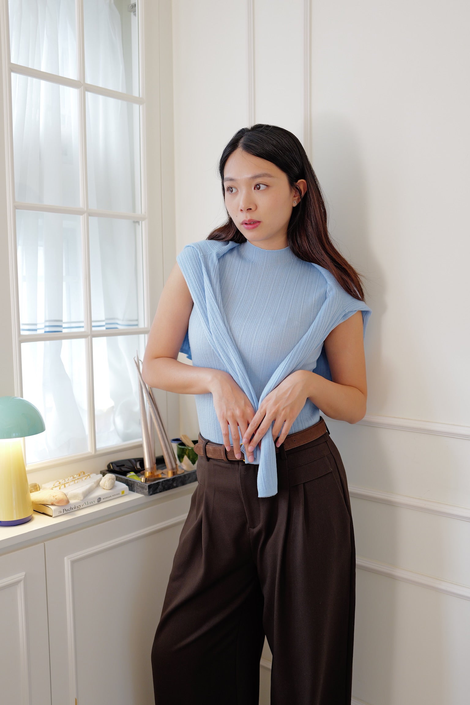 【LE ZANS PRIVÉ】Minimalist Two-Piece Ribbed Knit Cardigan Set (33% wool) [T0310]